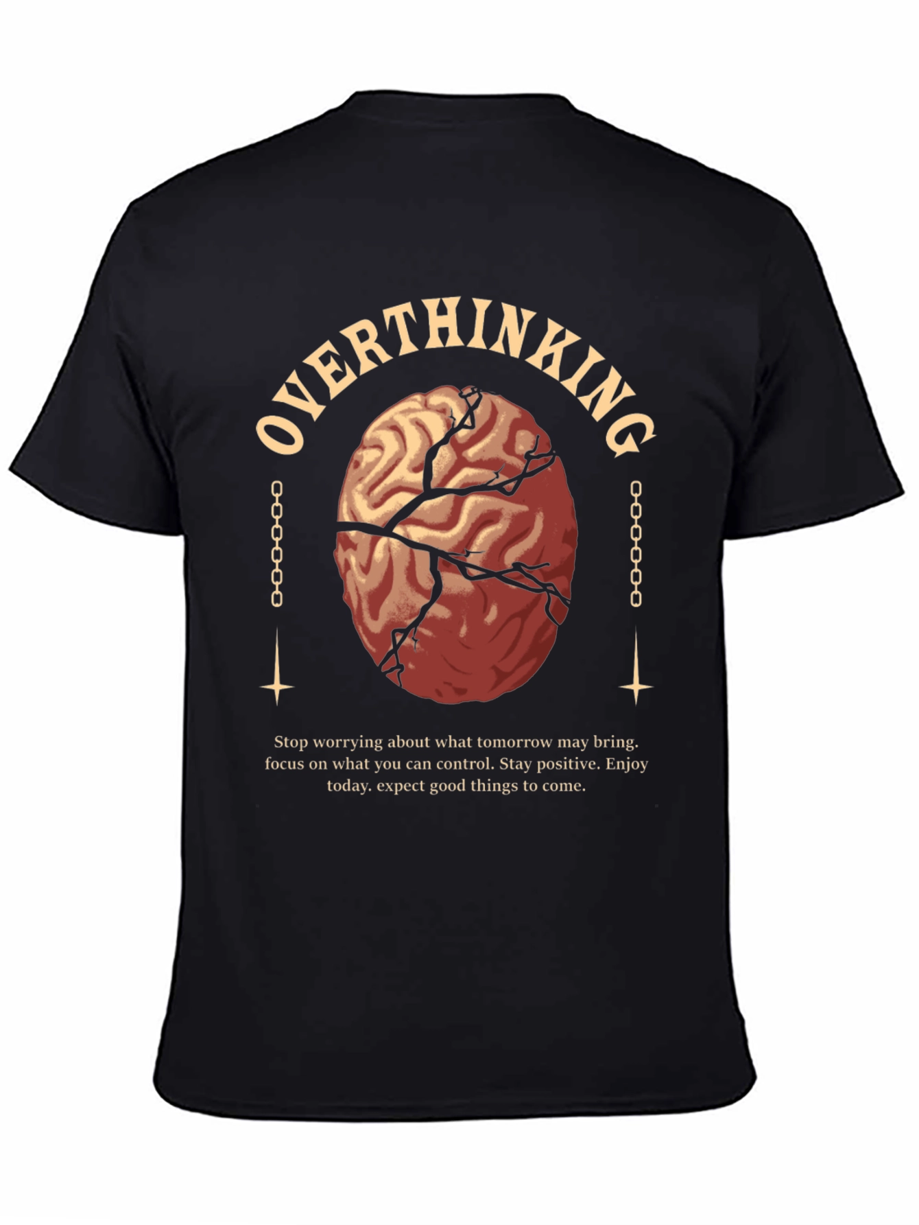 Overthinking Brain Graphic Tee - Black
