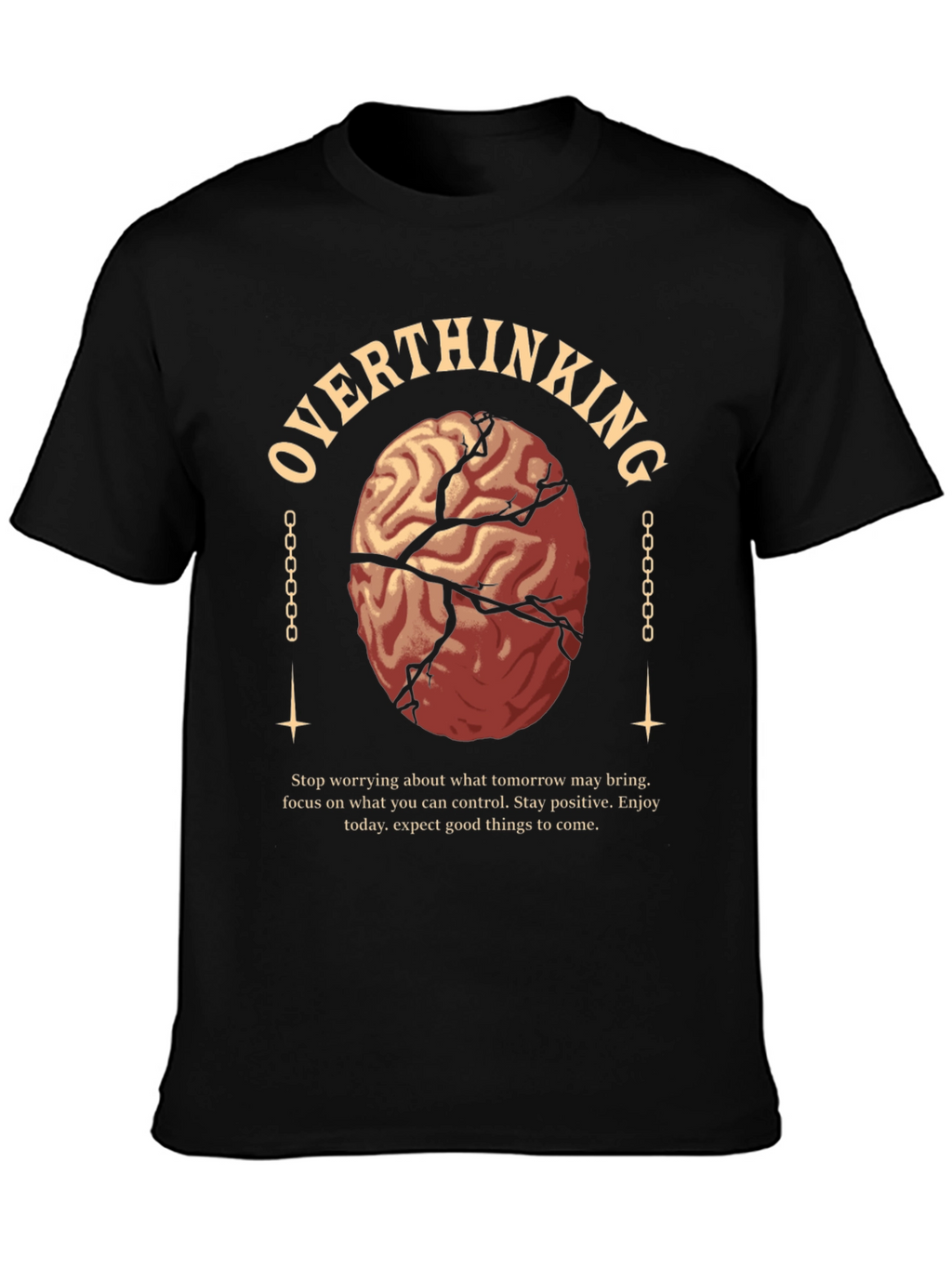 Overthinking Brain Graphic Tee - Black