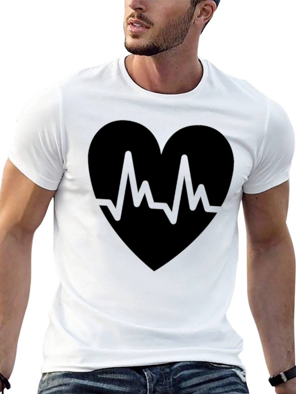 Heartbeat Heart Graphic Black T-Shirt