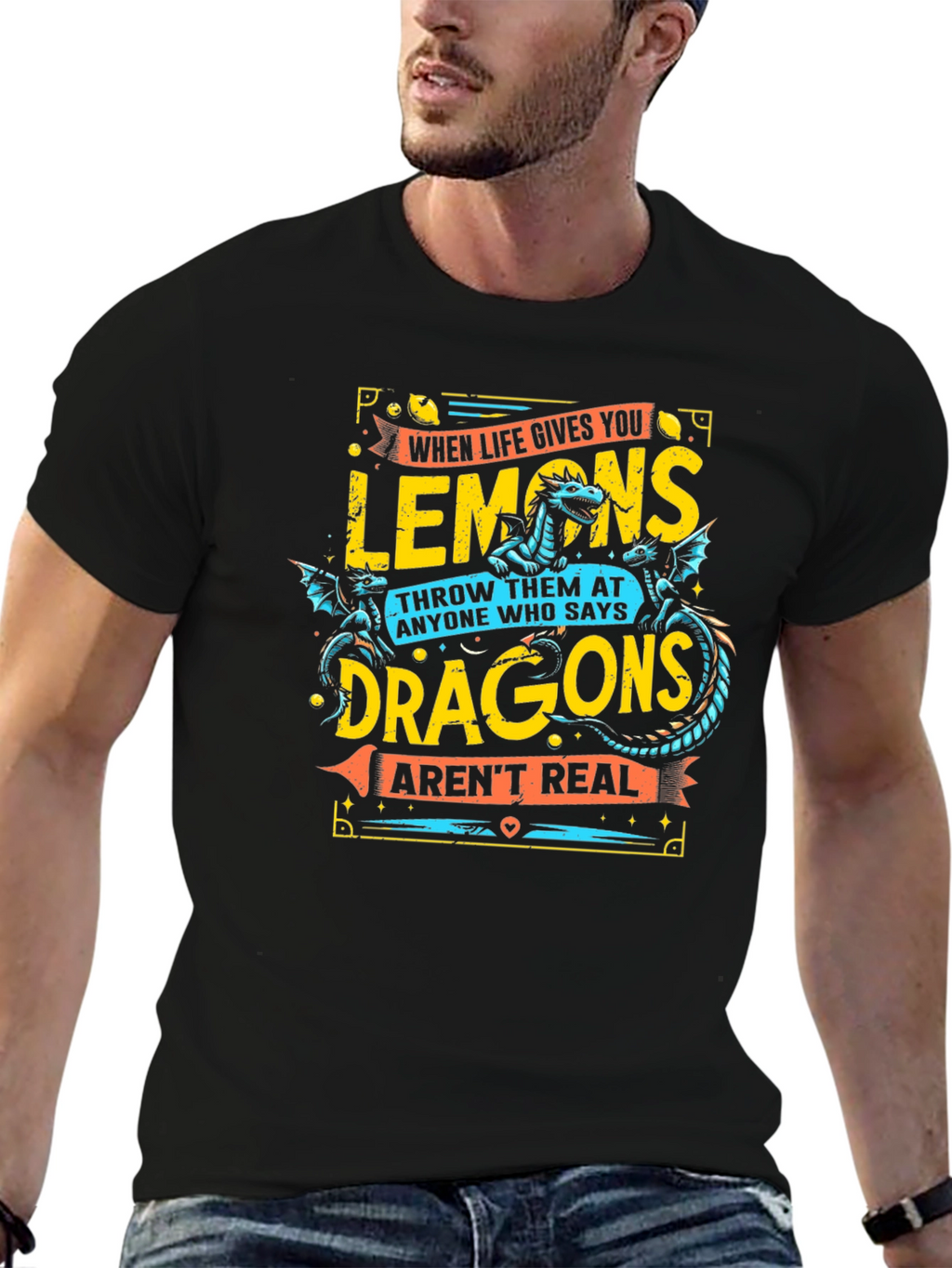 Funny Lemons & Dragons Graphic T-Shirt