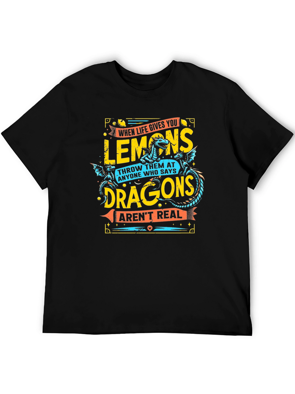 Funny Lemons & Dragons Graphic T-Shirt