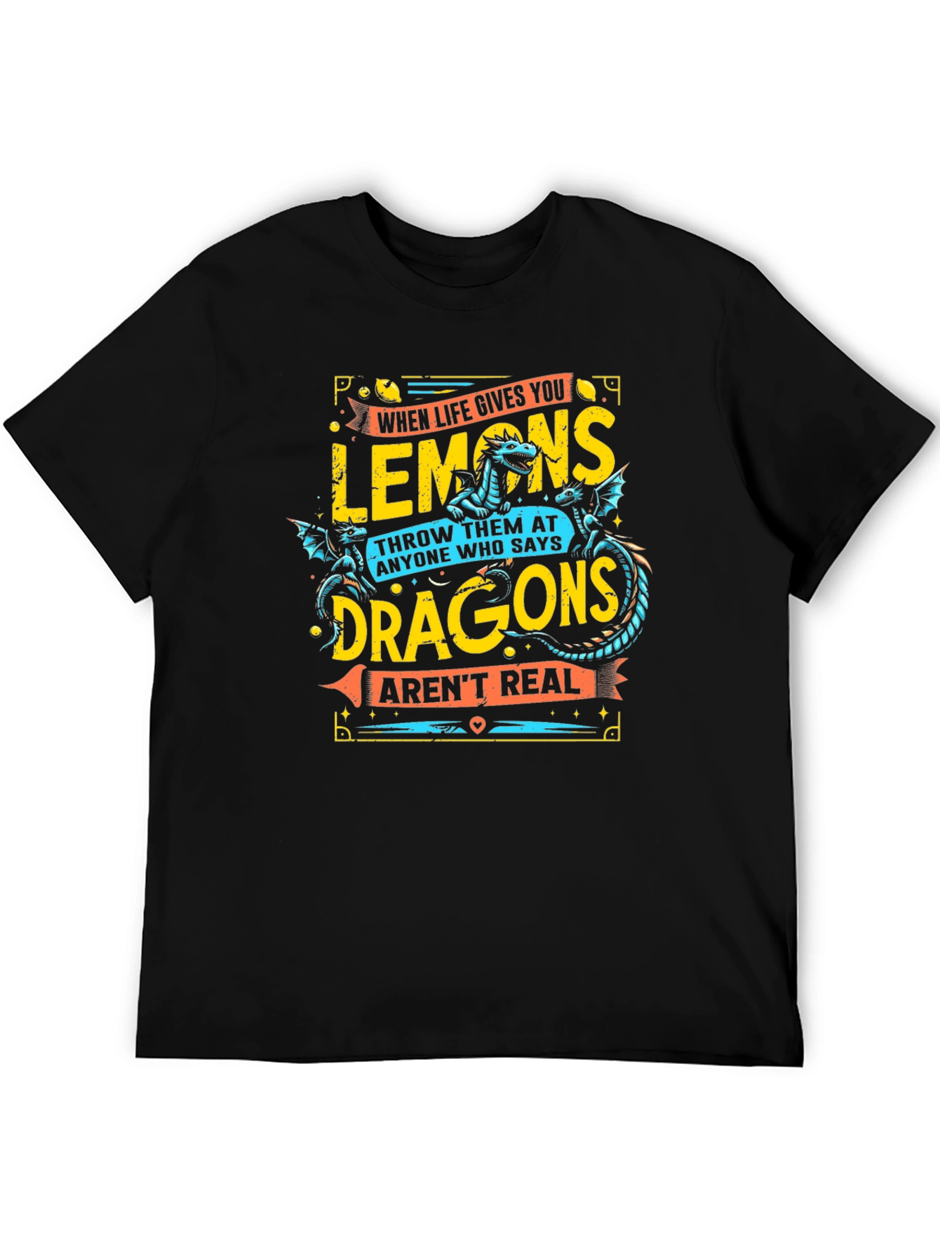 Funny Lemons & Dragons Graphic T-Shirt