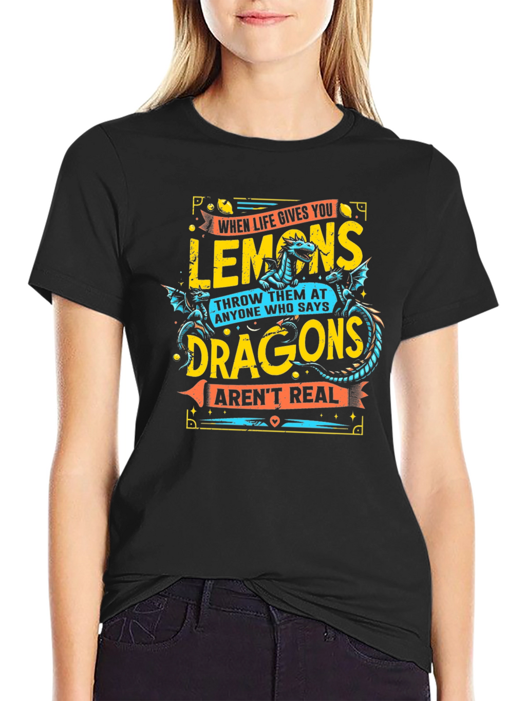 Funny Lemons & Dragons Graphic T-Shirt