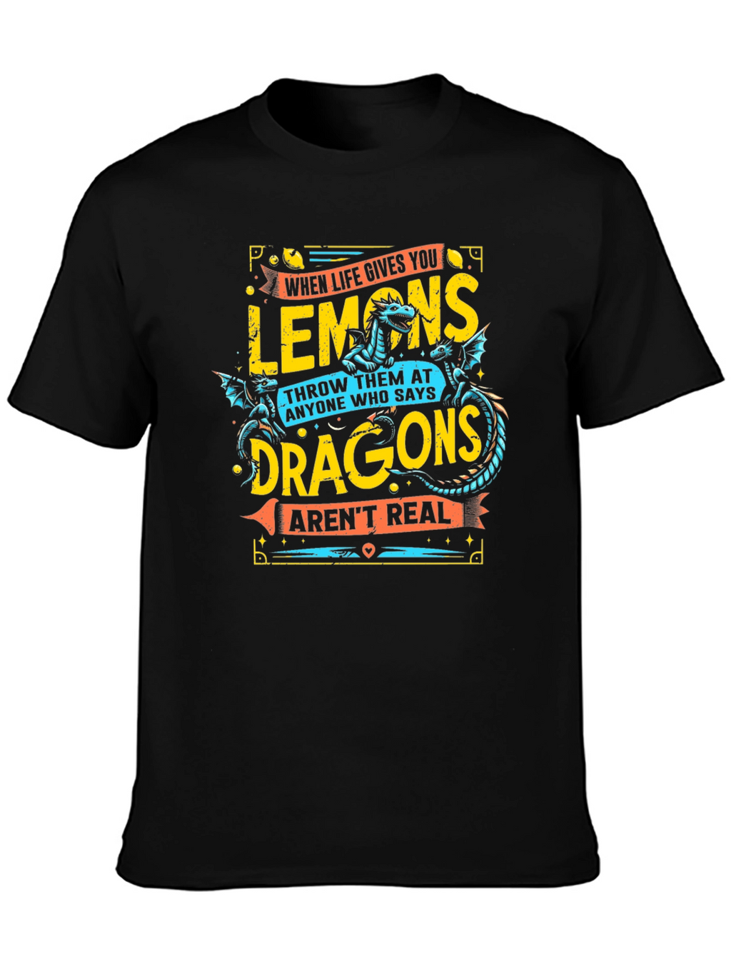 Funny Lemons & Dragons Graphic T-Shirt