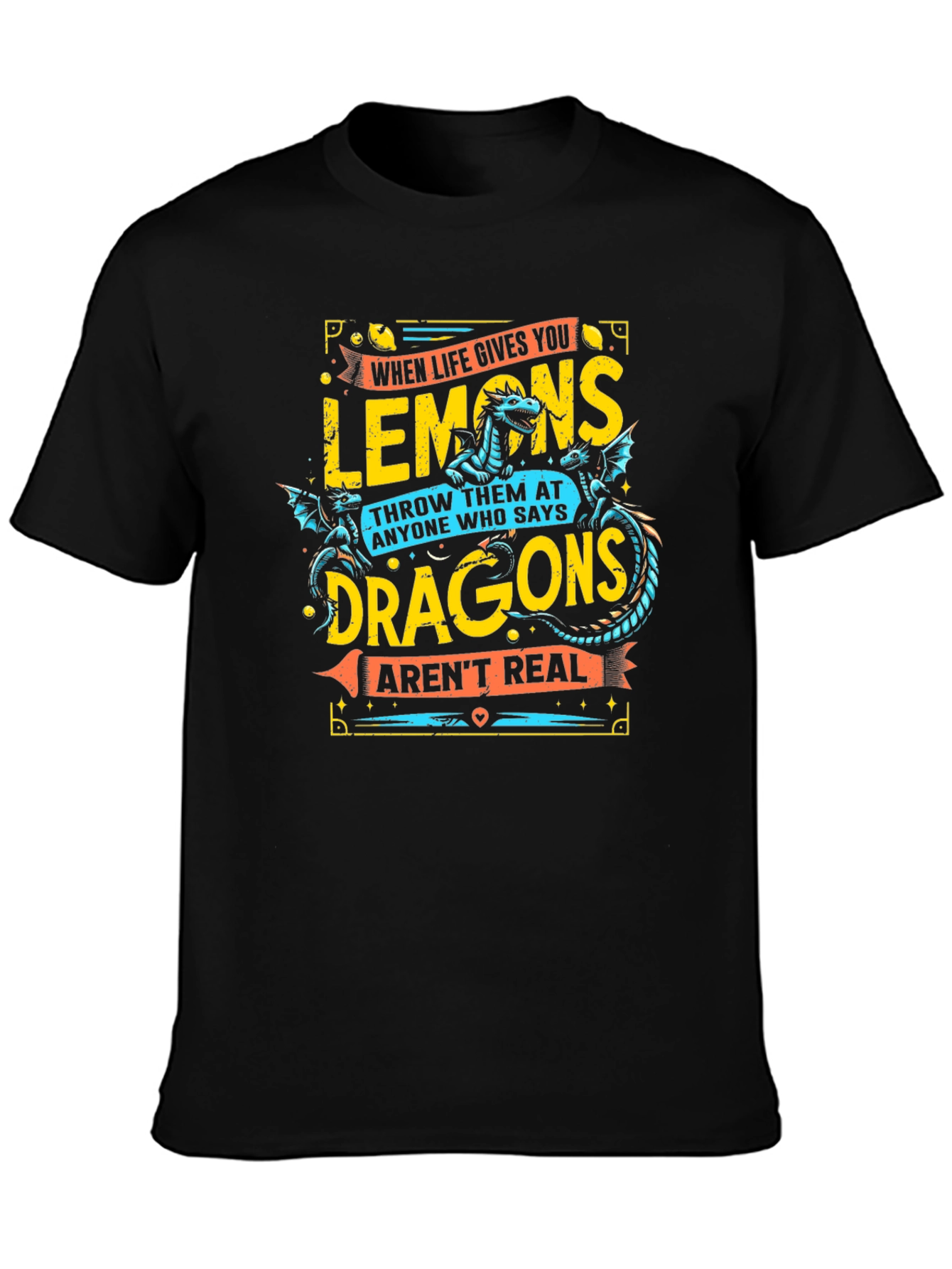 Funny Lemons & Dragons Graphic T-Shirt