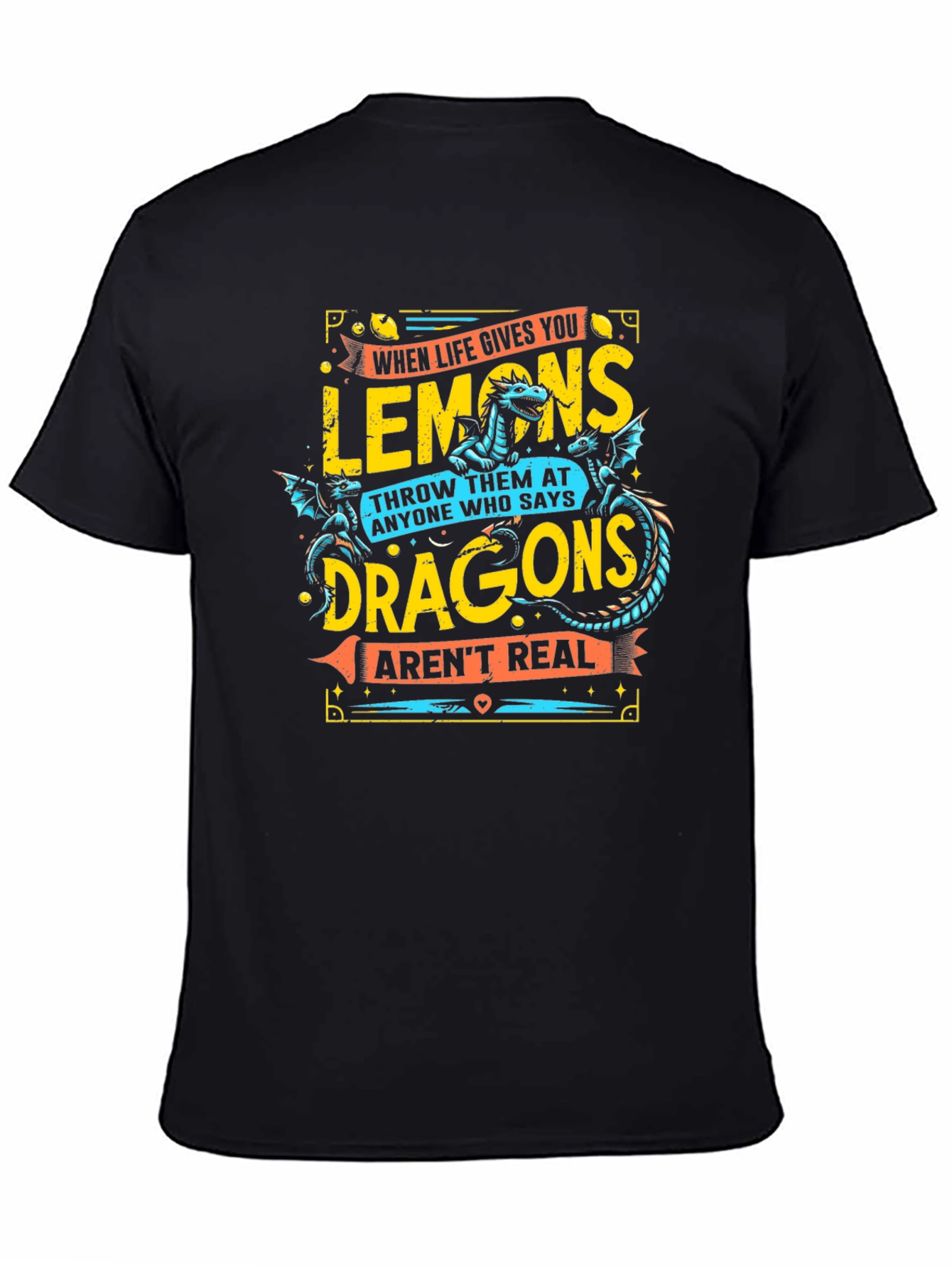 Funny Lemons & Dragons Graphic T-Shirt