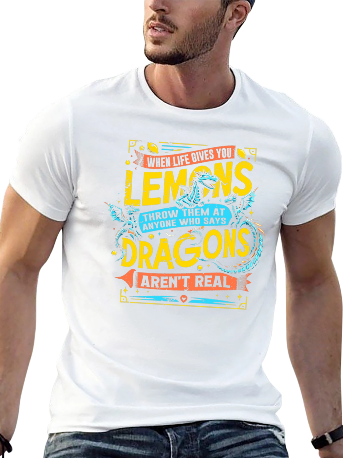 Funny Lemons & Dragons Graphic T-Shirt
