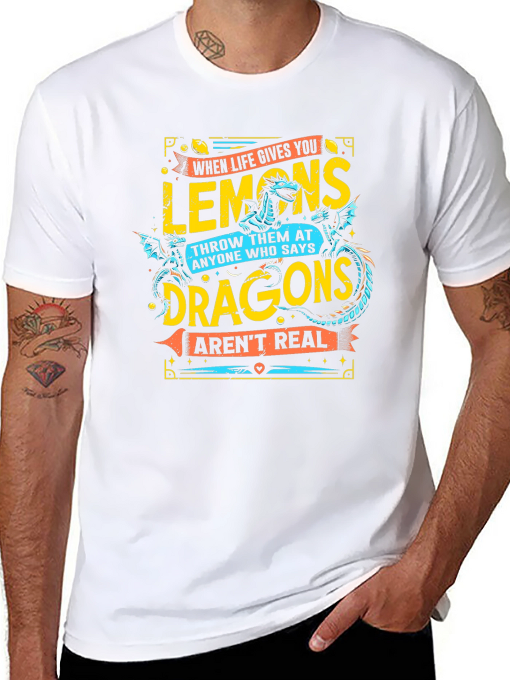 Funny Lemons & Dragons Graphic T-Shirt