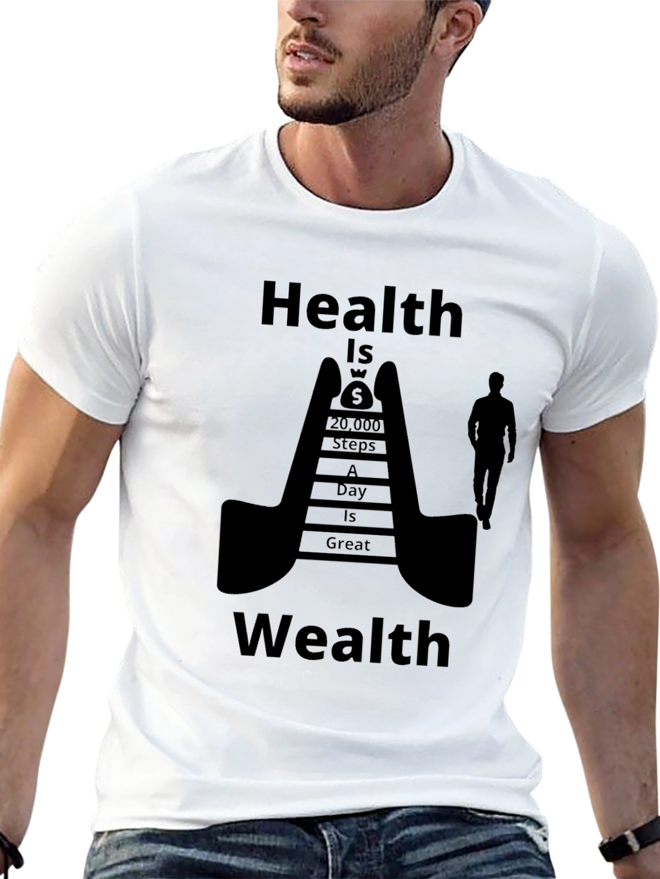 Health is Wealth Black Graphic T-Shirt