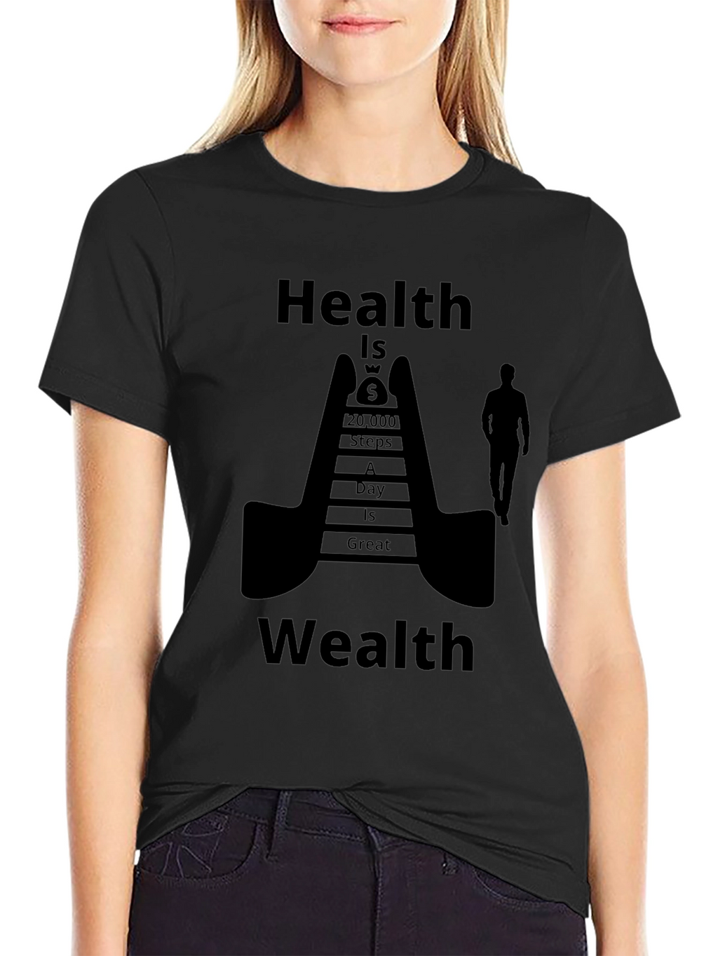 Health is Wealth Black Graphic T-Shirt