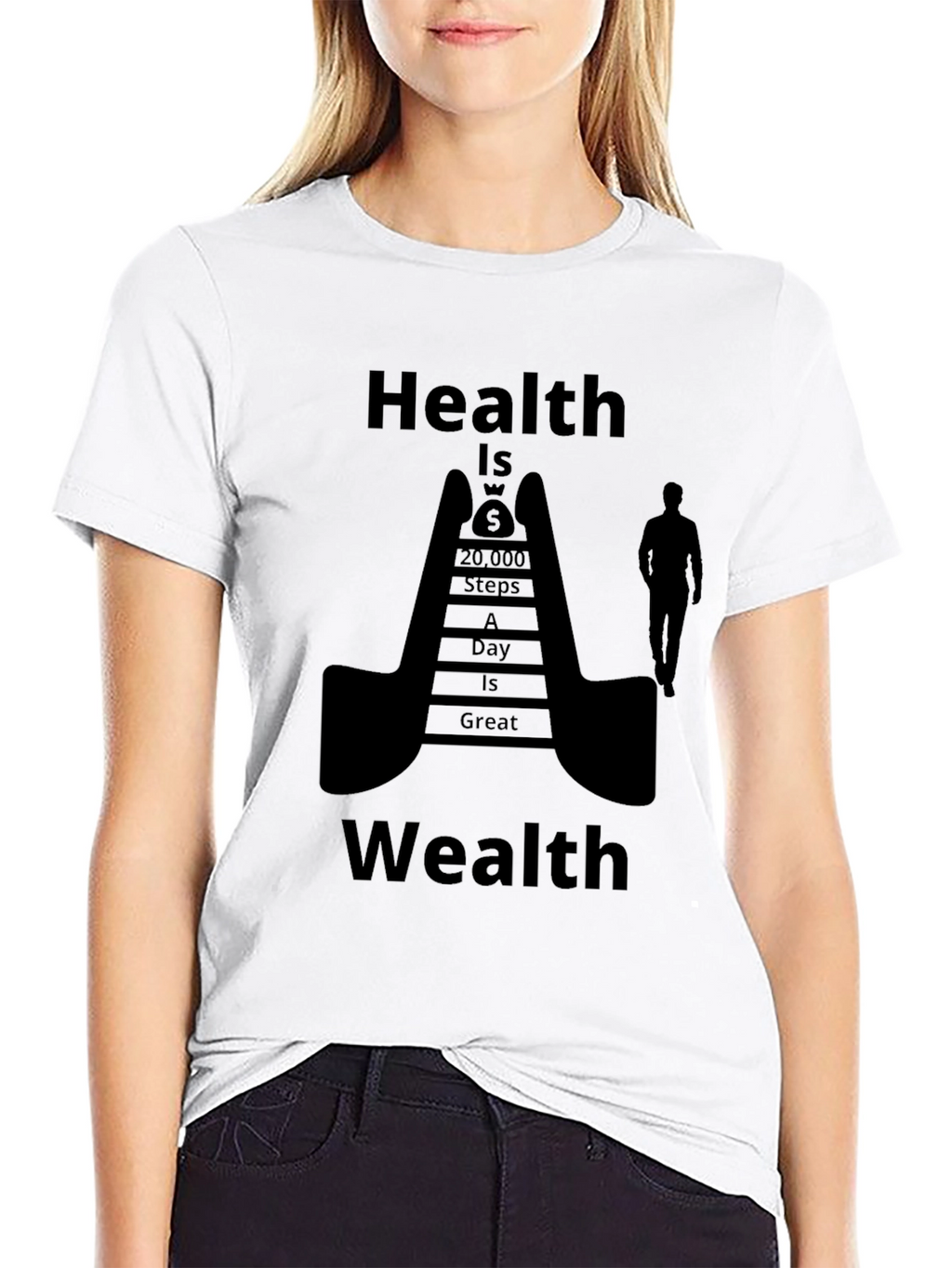Health is Wealth Black Graphic T-Shirt
