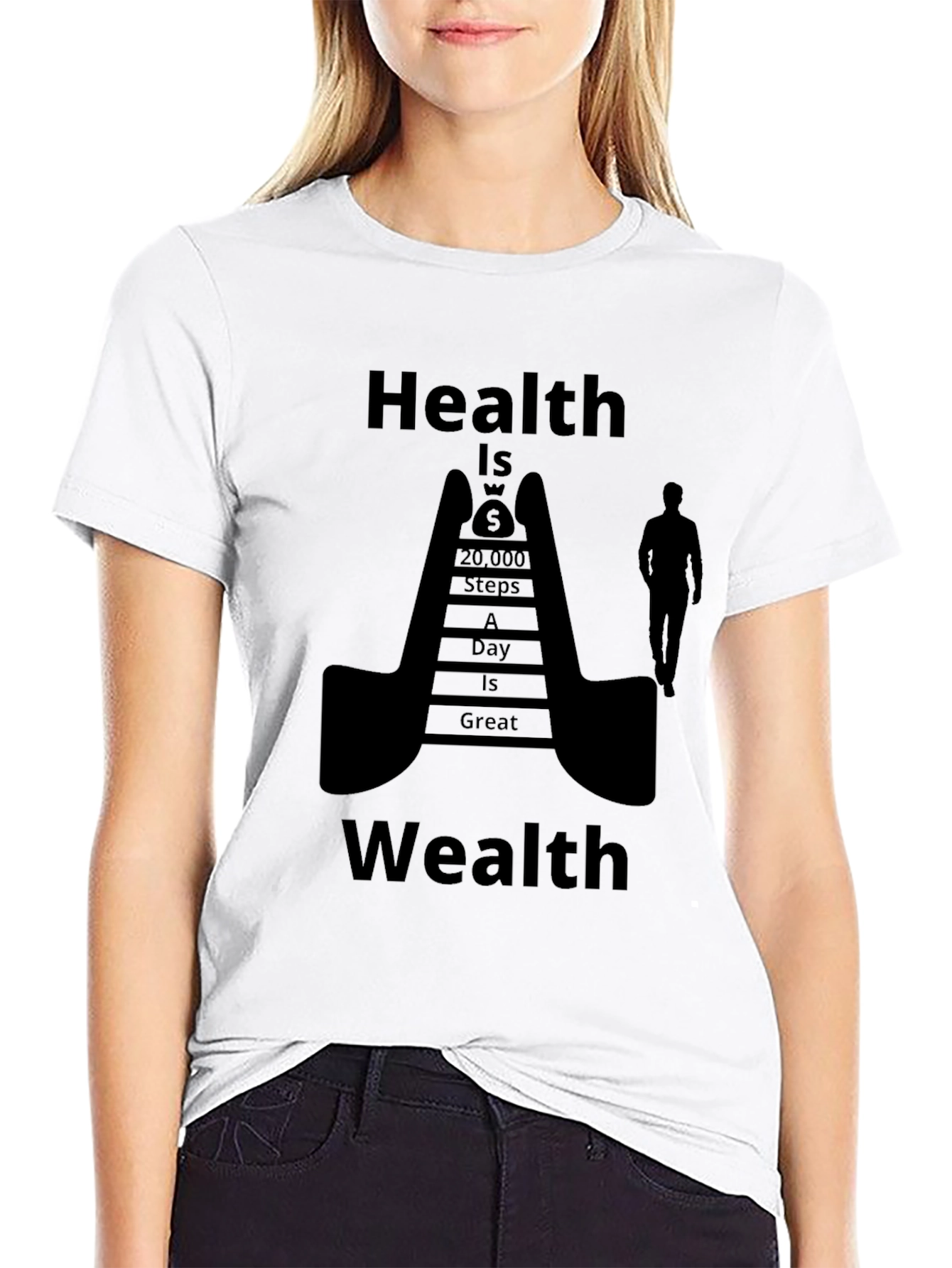 Health is Wealth Black Graphic T-Shirt