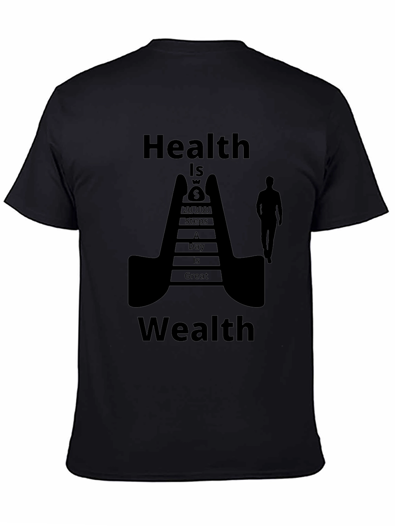 Health is Wealth Black Graphic T-Shirt