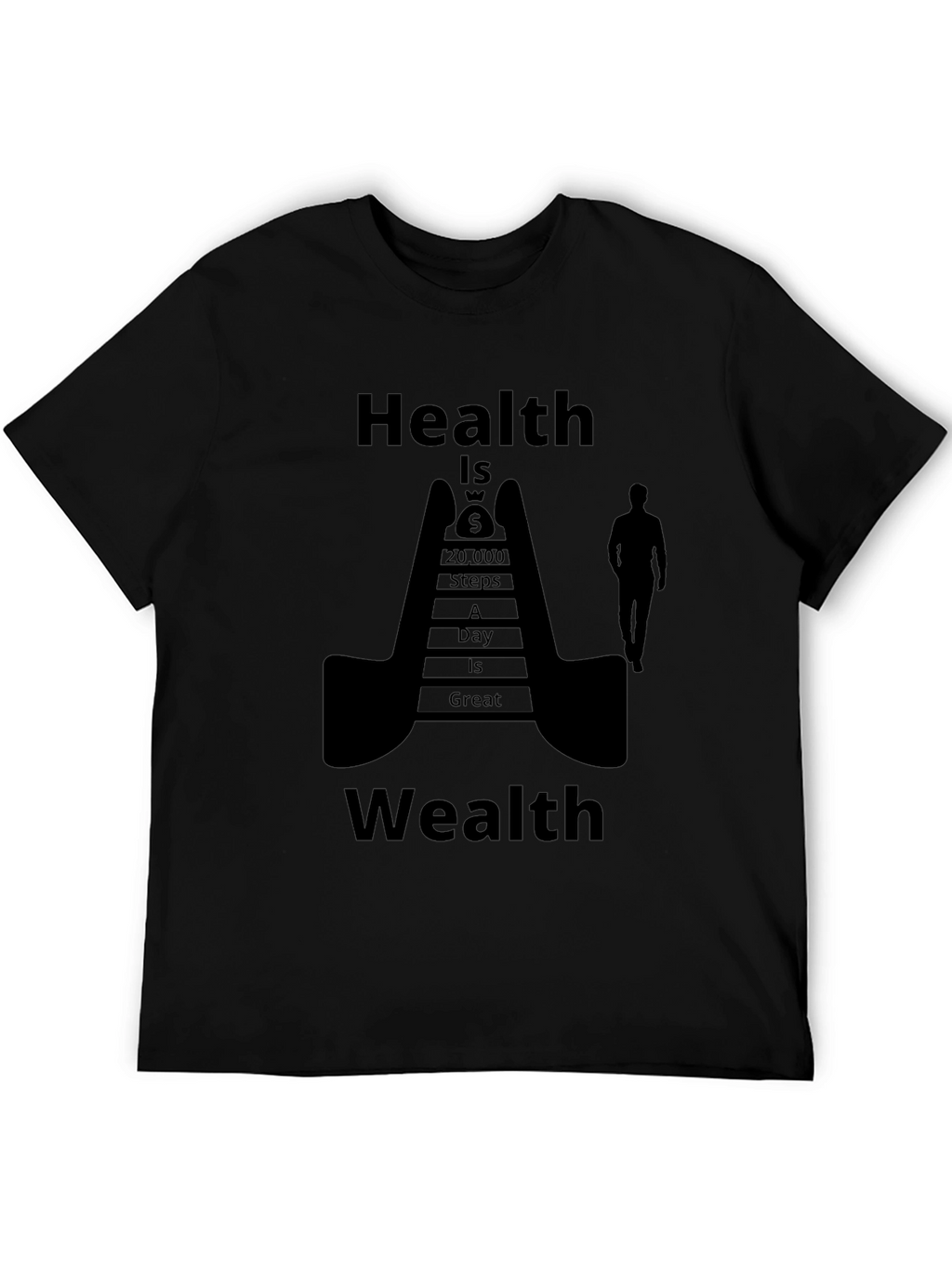 Health is Wealth Black Graphic T-Shirt