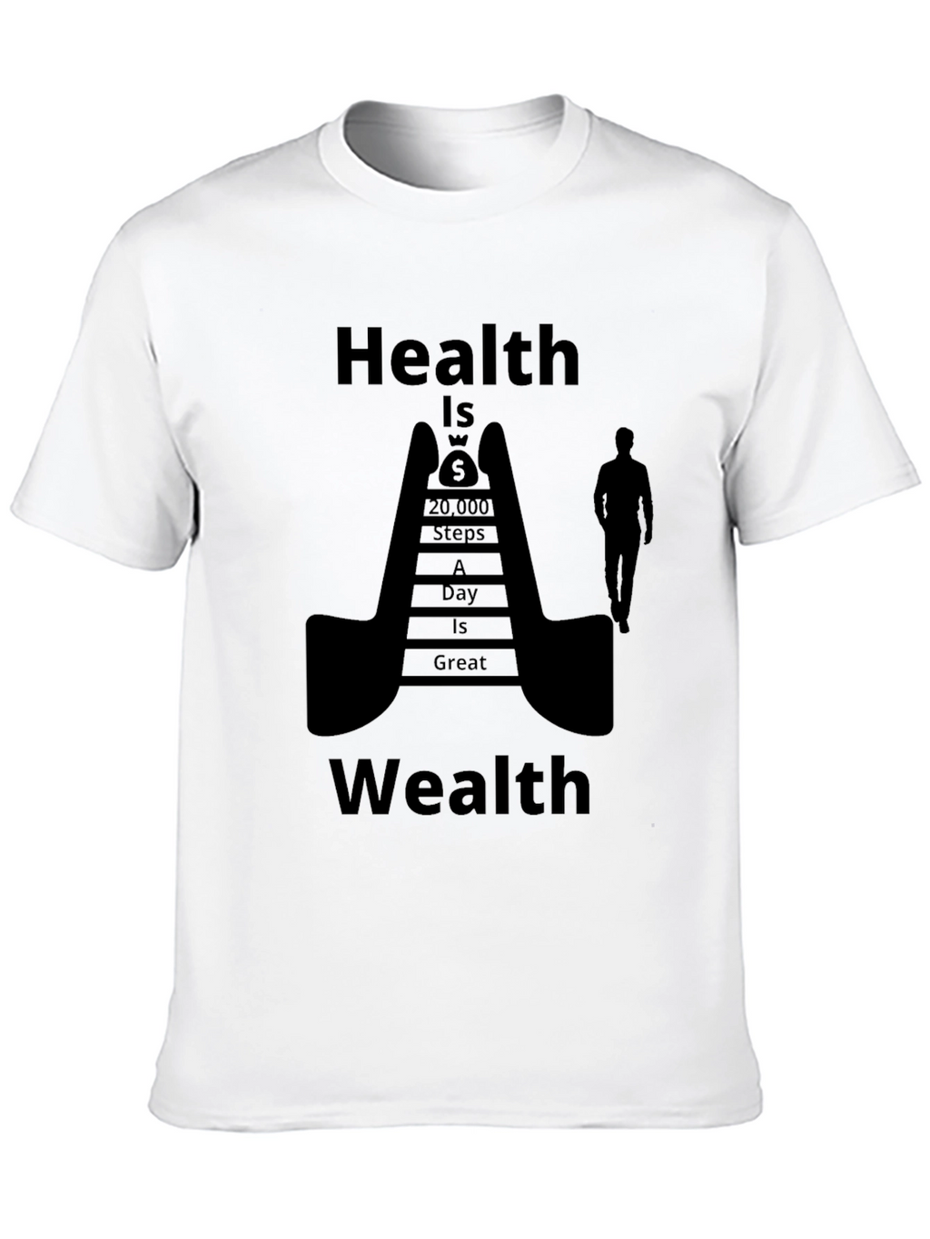 Health is Wealth Black Graphic T-Shirt