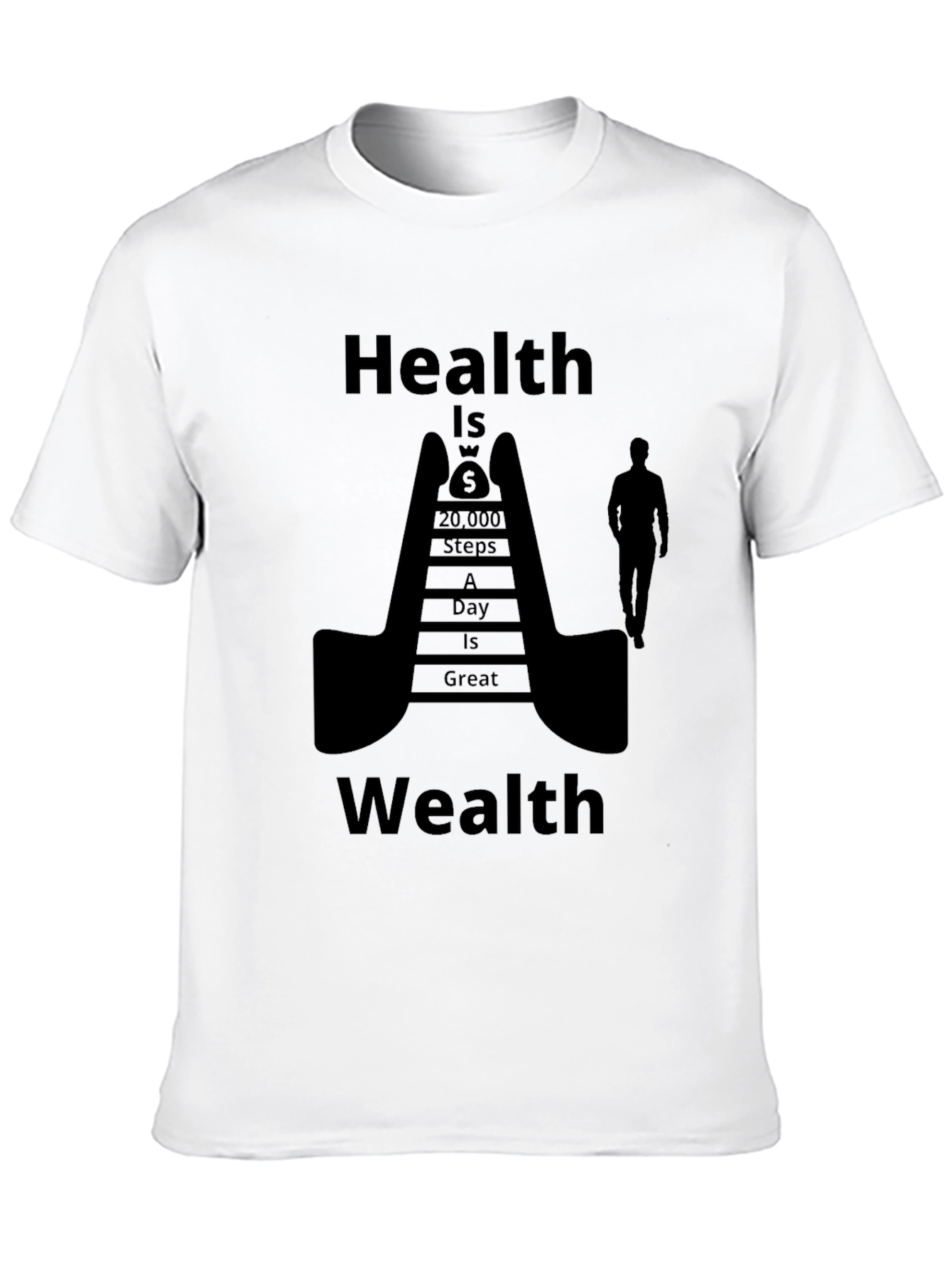 Health is Wealth Black Graphic T-Shirt
