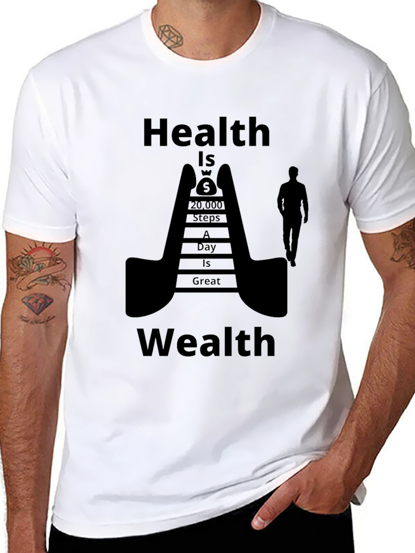 Health is Wealth Black Graphic T-Shirt