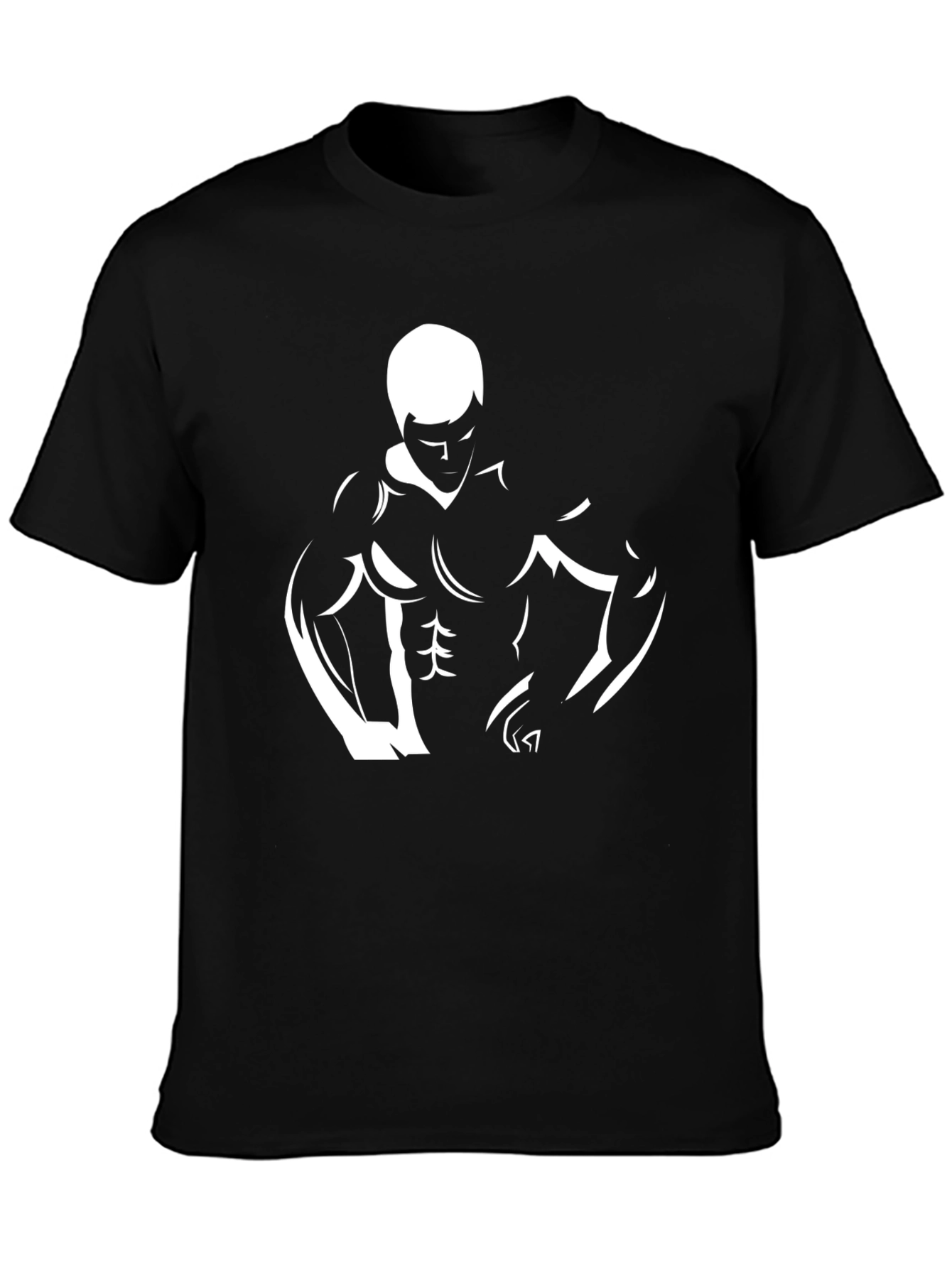 Mens Black Graphic Tee - Bodybuilder Design
