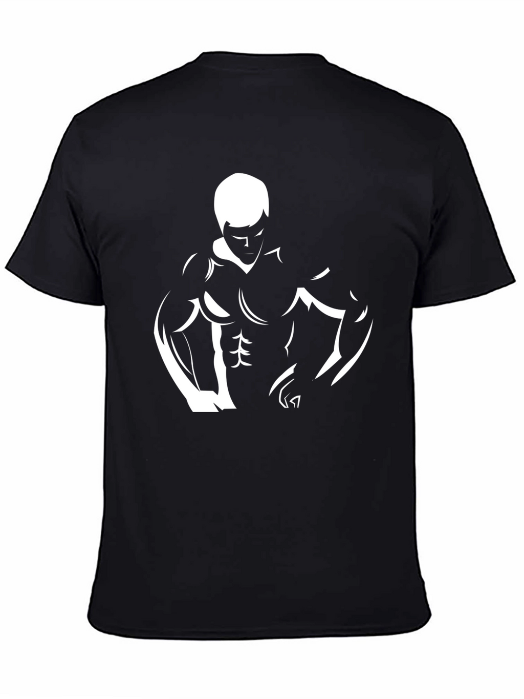 Mens Black Graphic Tee - Bodybuilder Design