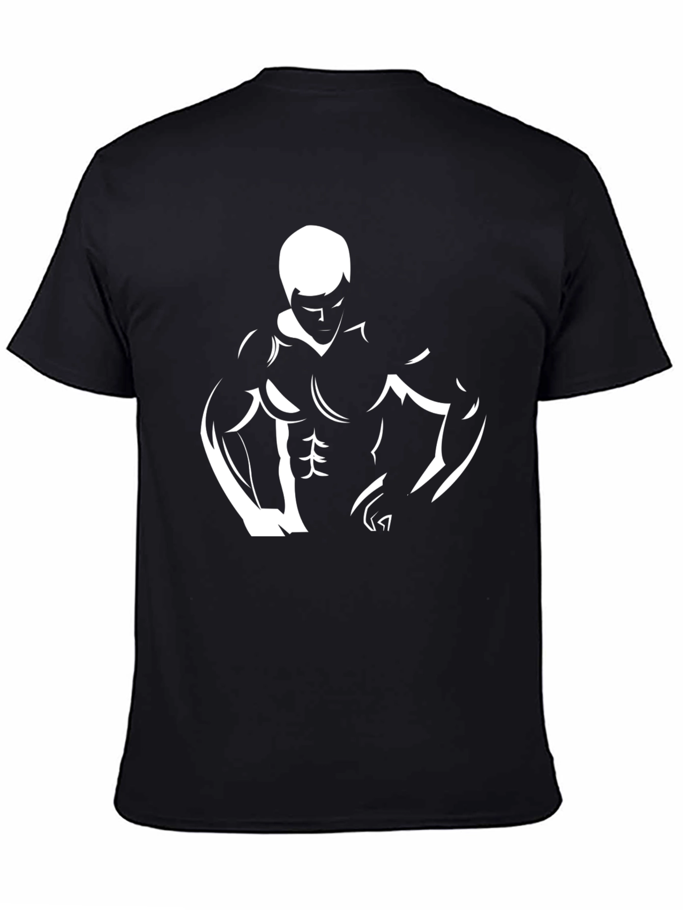 Mens Black Graphic Tee - Bodybuilder Design