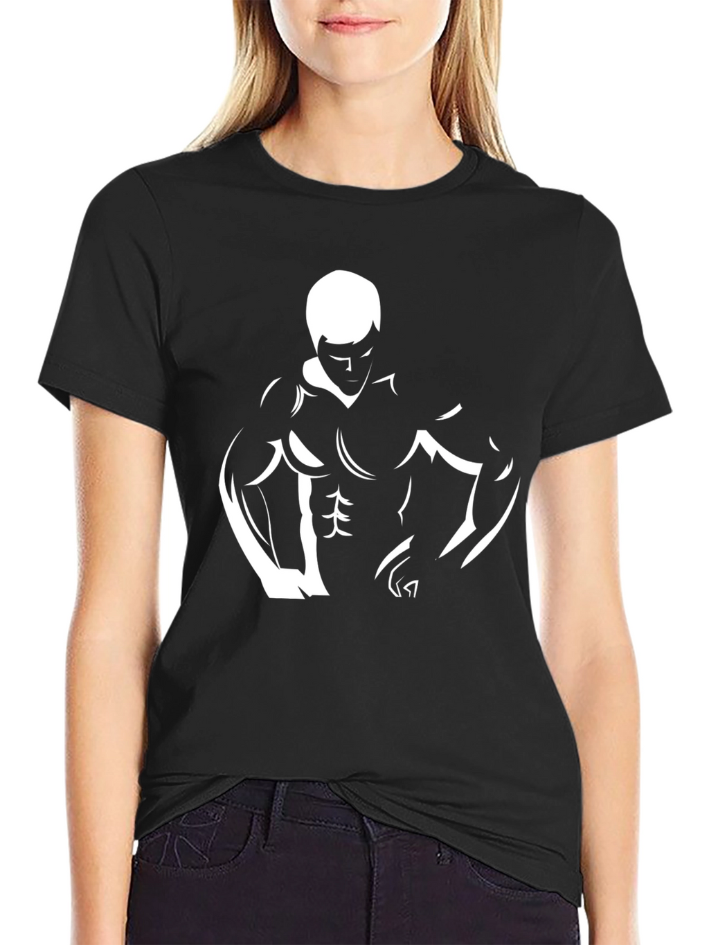 Mens Black Graphic Tee - Bodybuilder Design