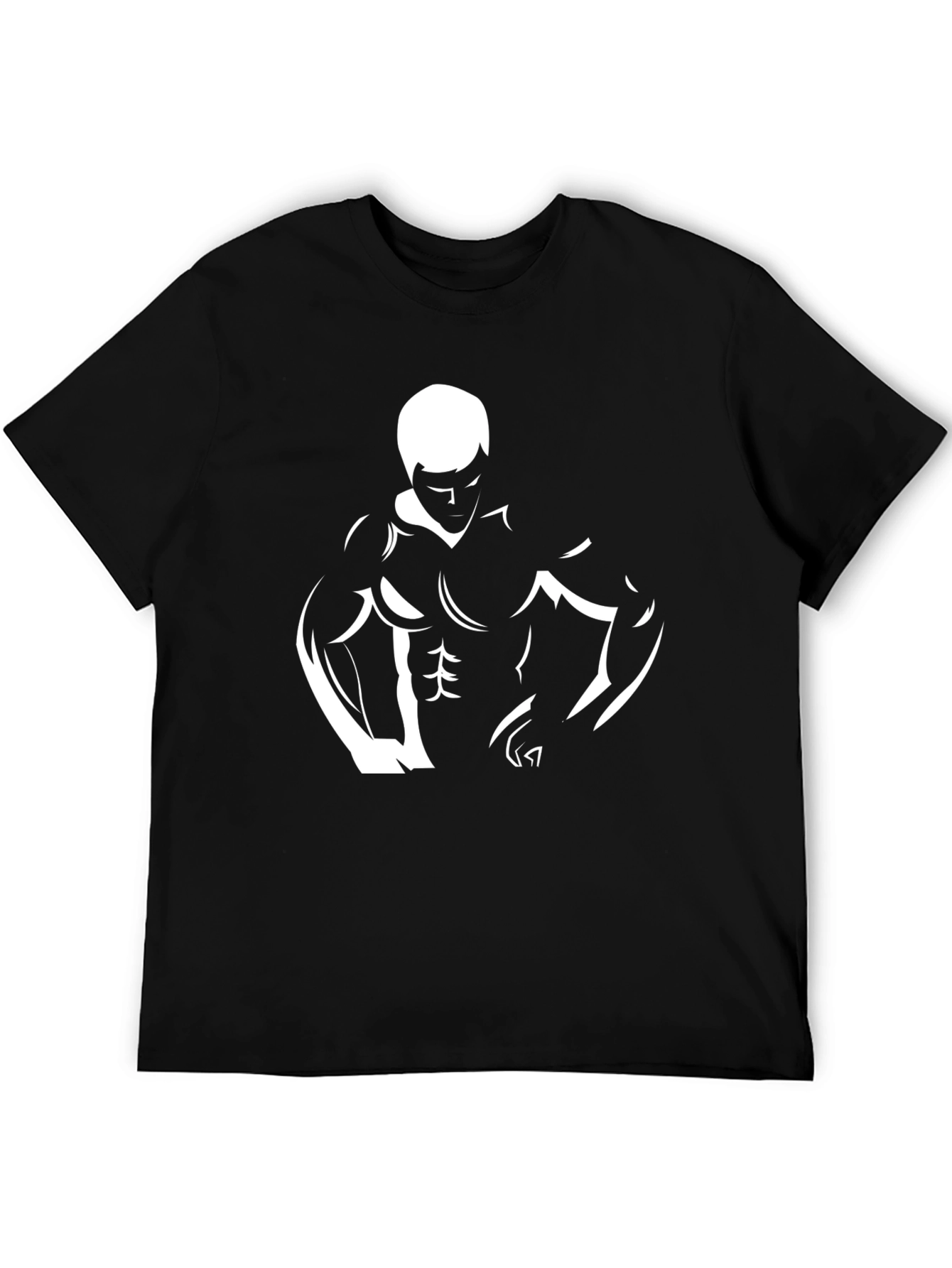 Mens Black Graphic Tee - Bodybuilder Design