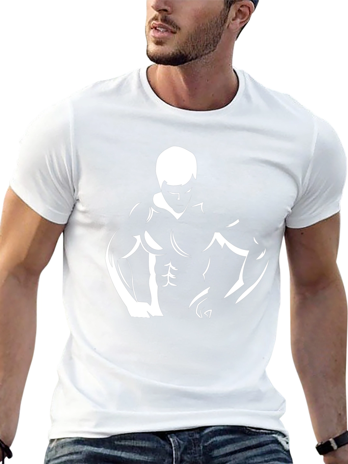 Mens Black Graphic Tee - Bodybuilder Design