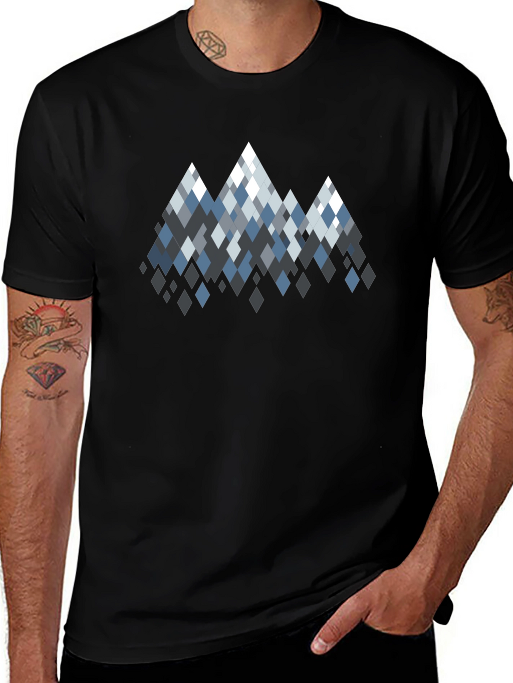 Geometric Mountain Peaks Graphic T-Shirt