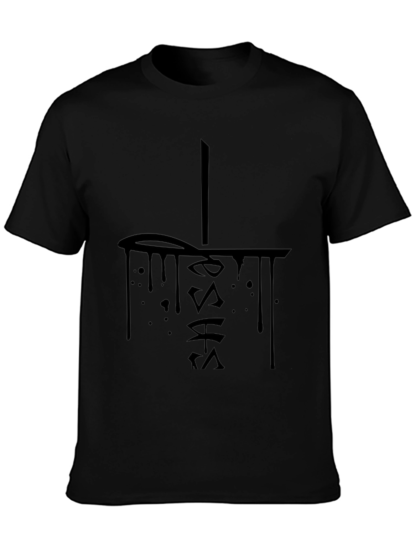 Edgy Black Graphic Tee - Dripping Ink Style