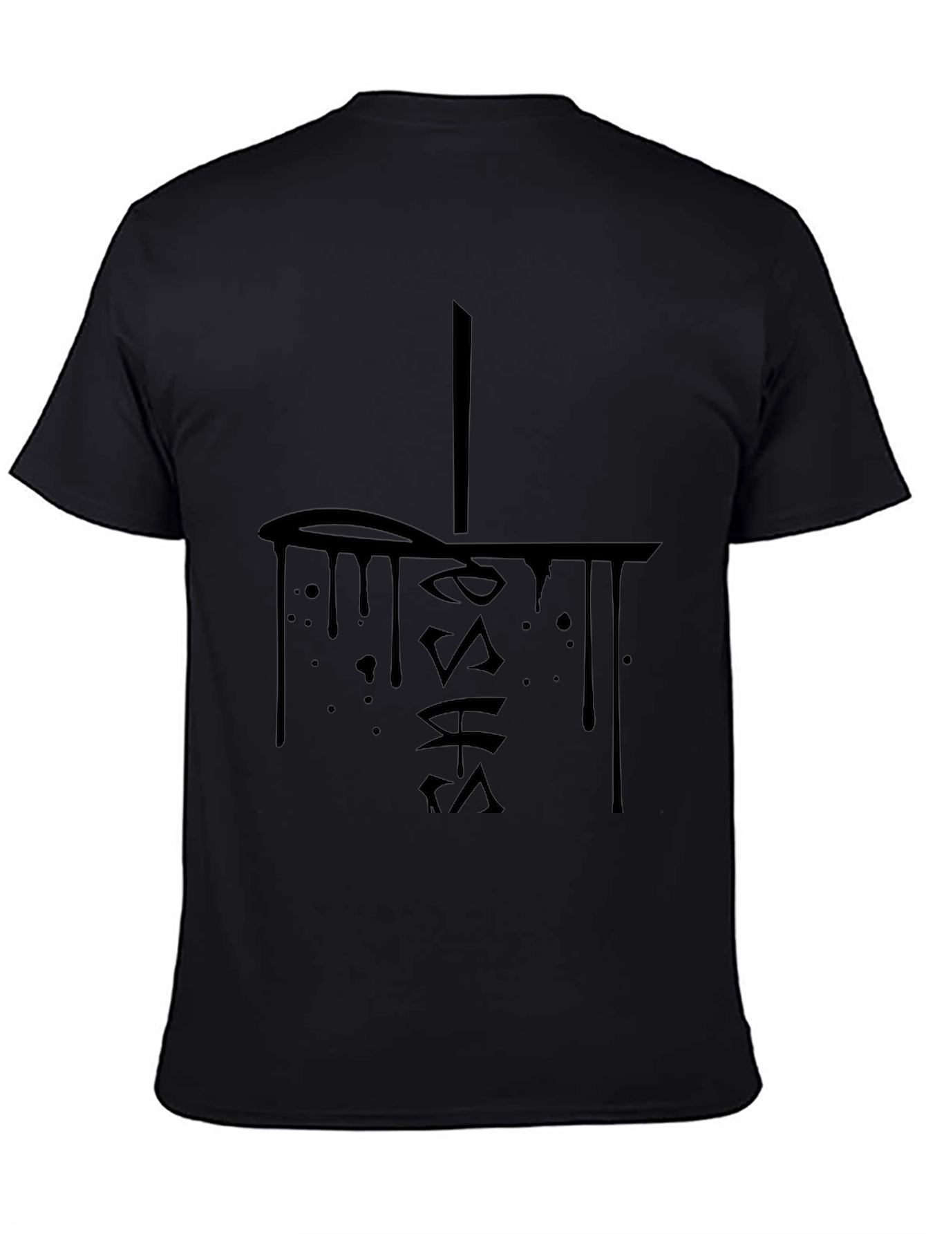 Edgy Black Graphic Tee - Dripping Ink Style