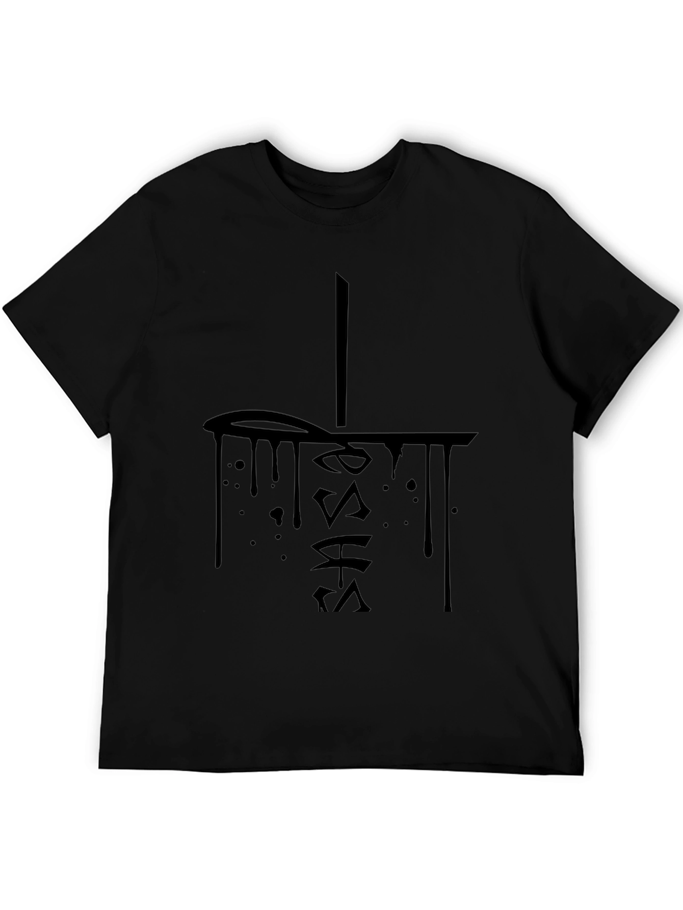 Edgy Black Graphic Tee - Dripping Ink Style