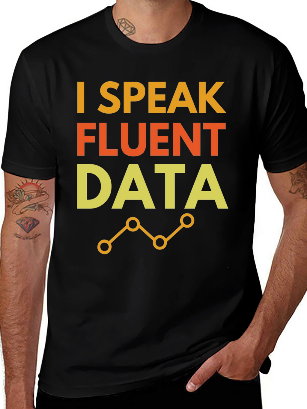 I Speak Fluent Data Black Graphic Tee