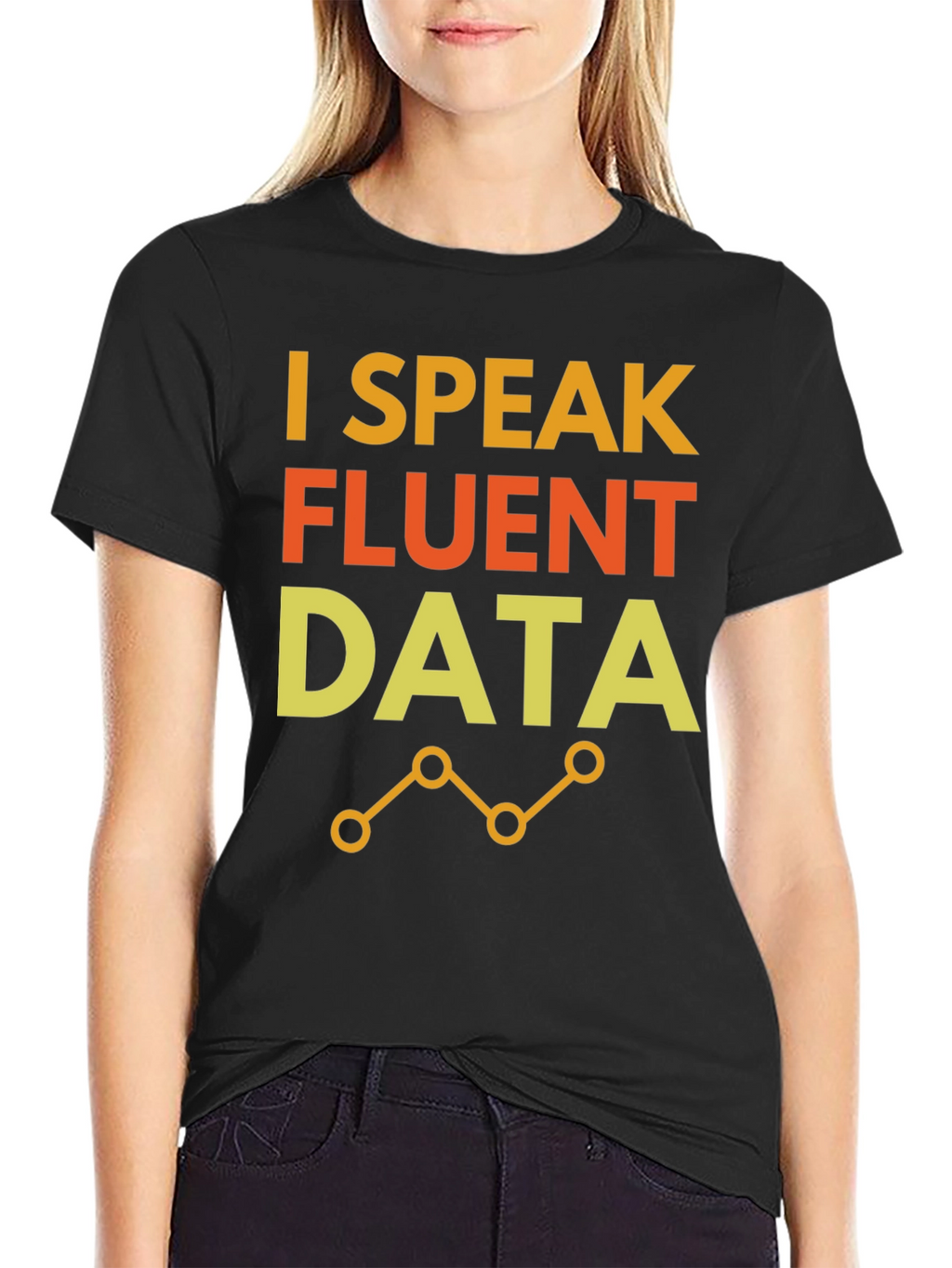 I Speak Fluent Data Black Graphic Tee