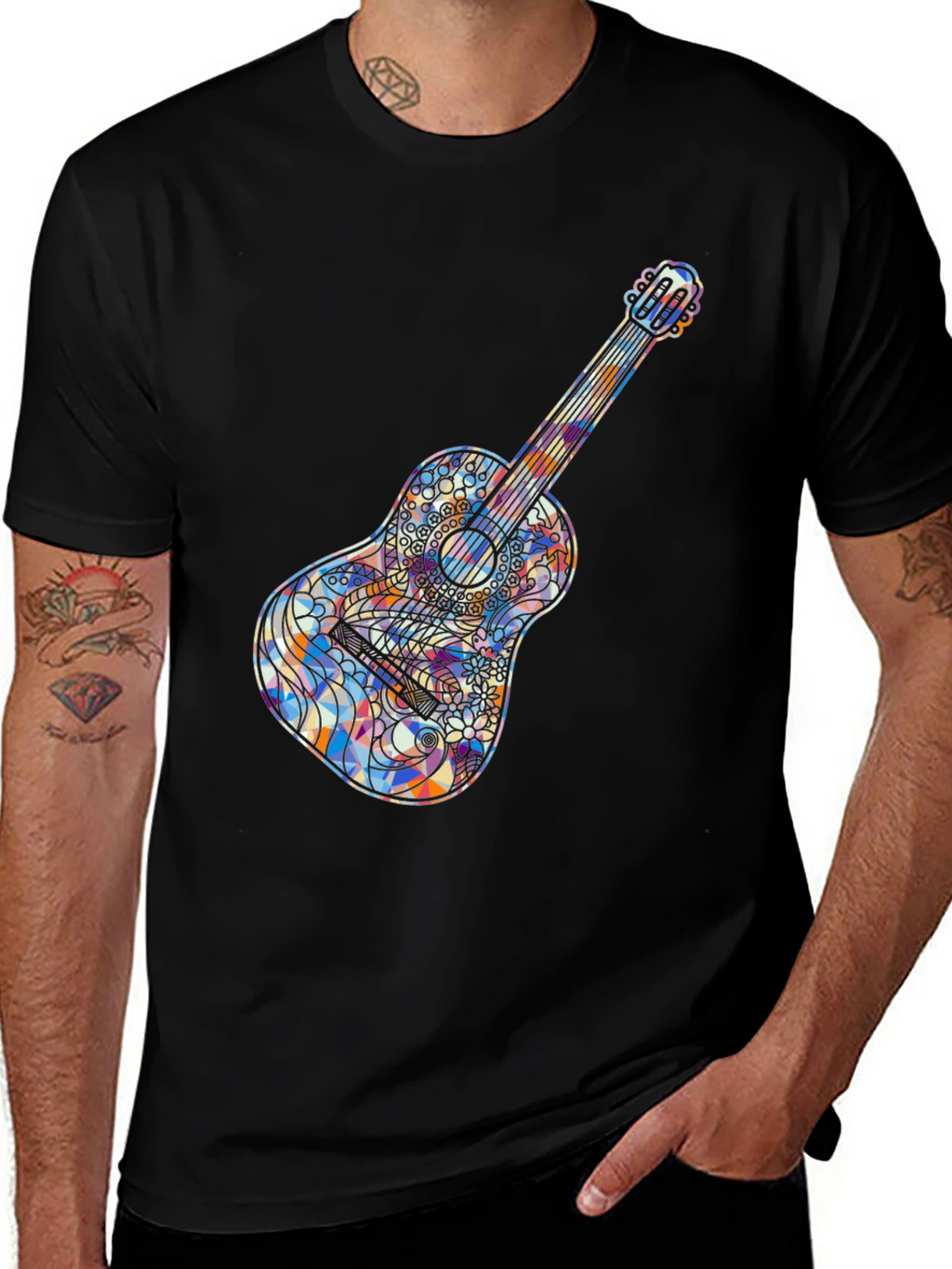 Guitar Graphic Black T-Shirt