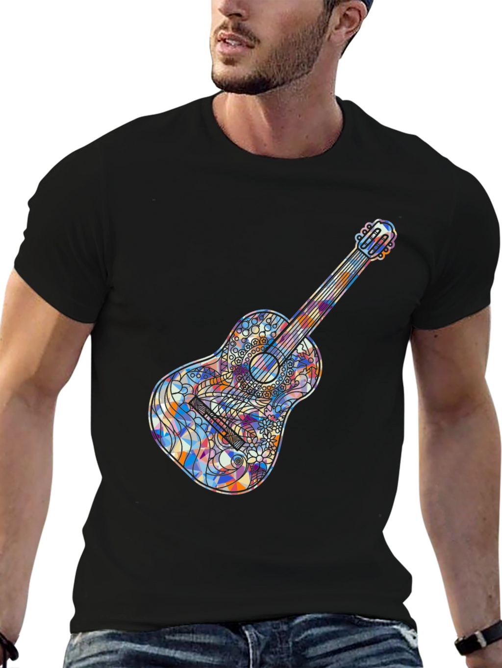 Guitar Graphic Black T-Shirt