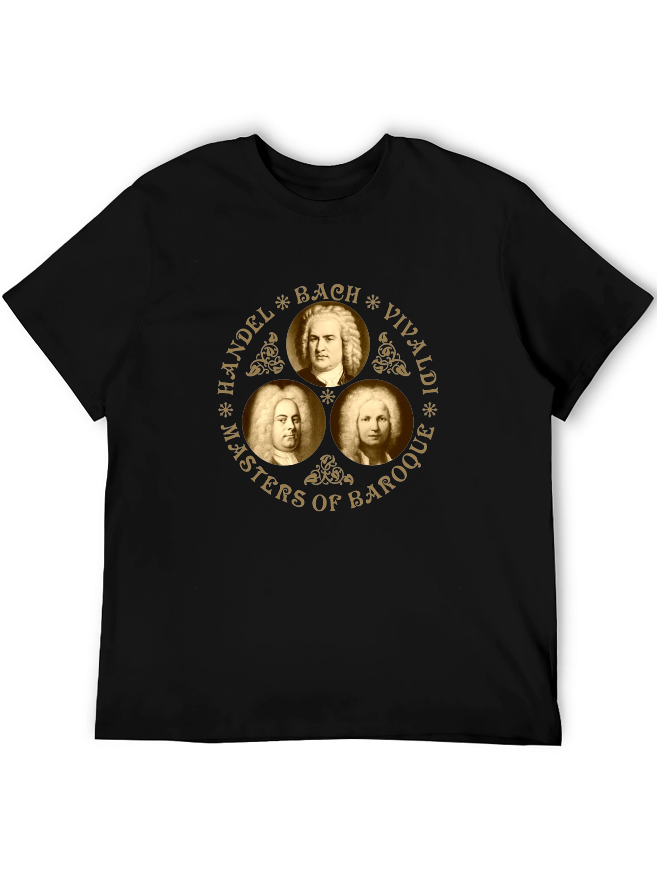 Baroque Masters Black T-Shirt - Handel Bach Vivaldi