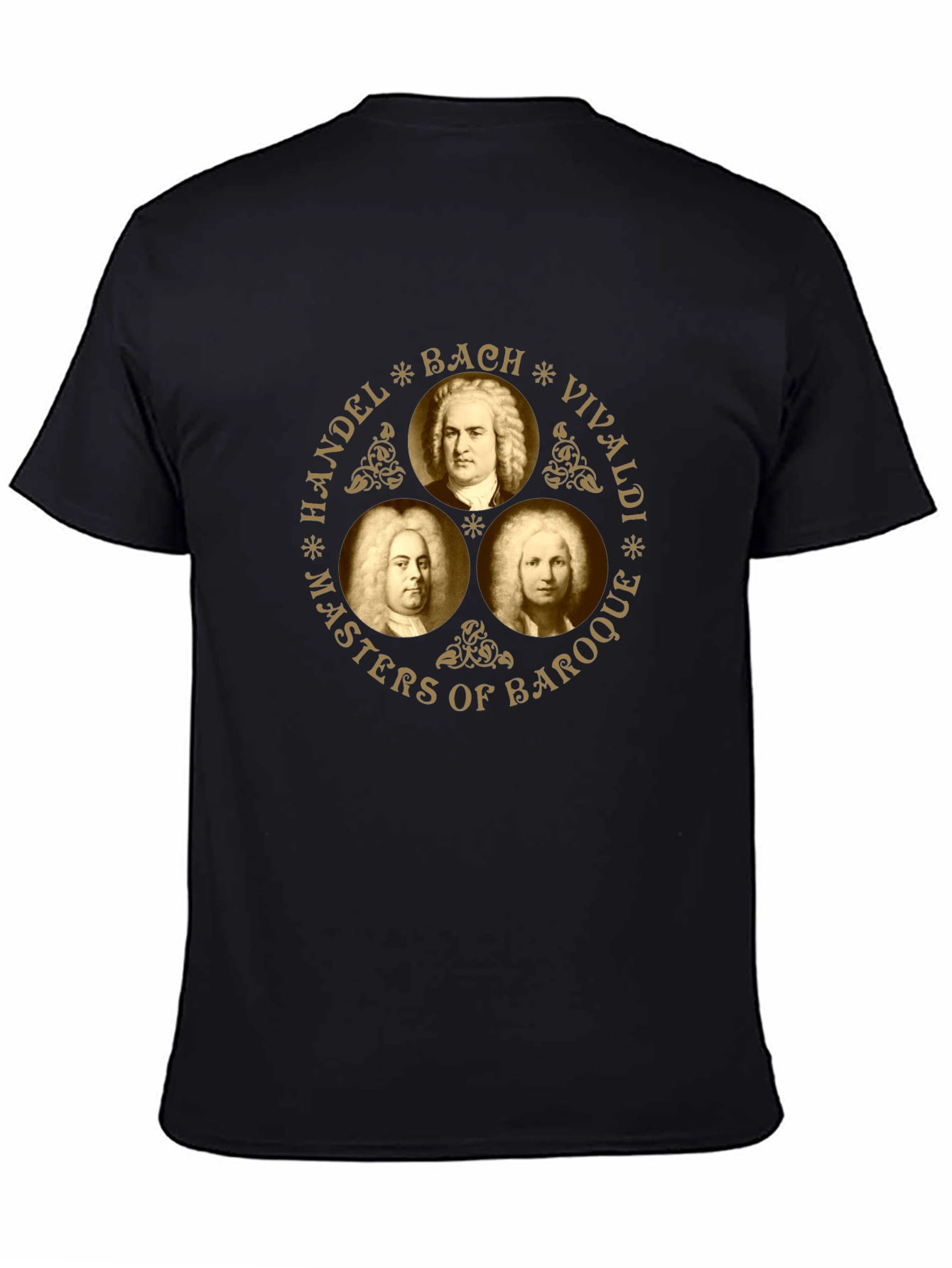 Baroque Masters Black T-Shirt - Handel Bach Vivaldi