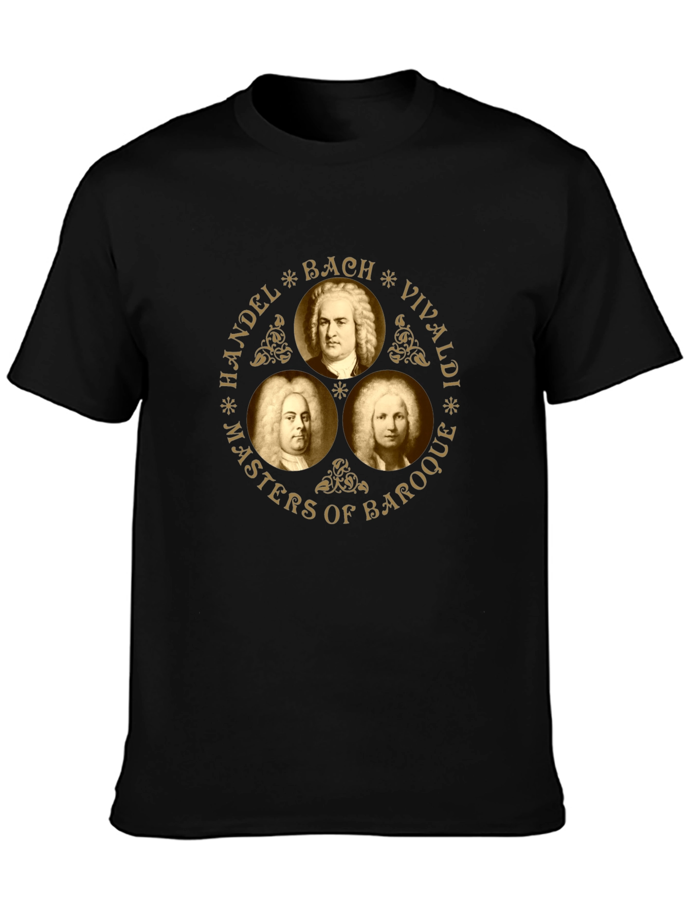 Baroque Masters Black T-Shirt - Handel Bach Vivaldi