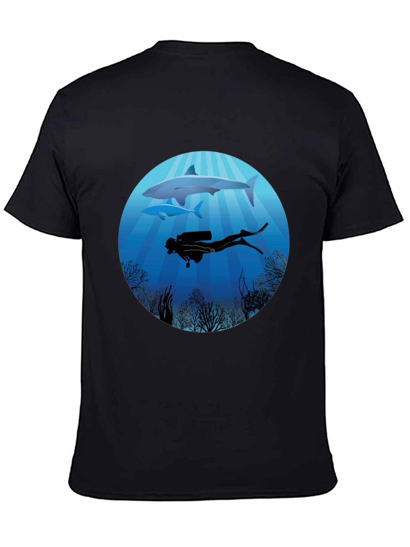 Diver & Shark Graphic Tee - Ocean Adventure Shirt