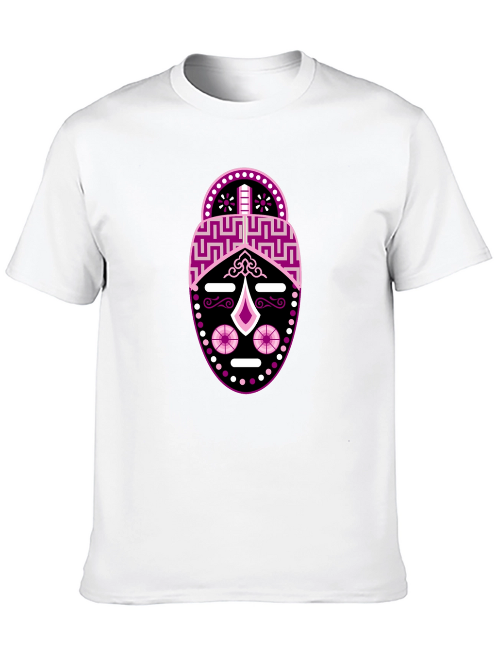 Black T-Shirt with Abstract Mask Design