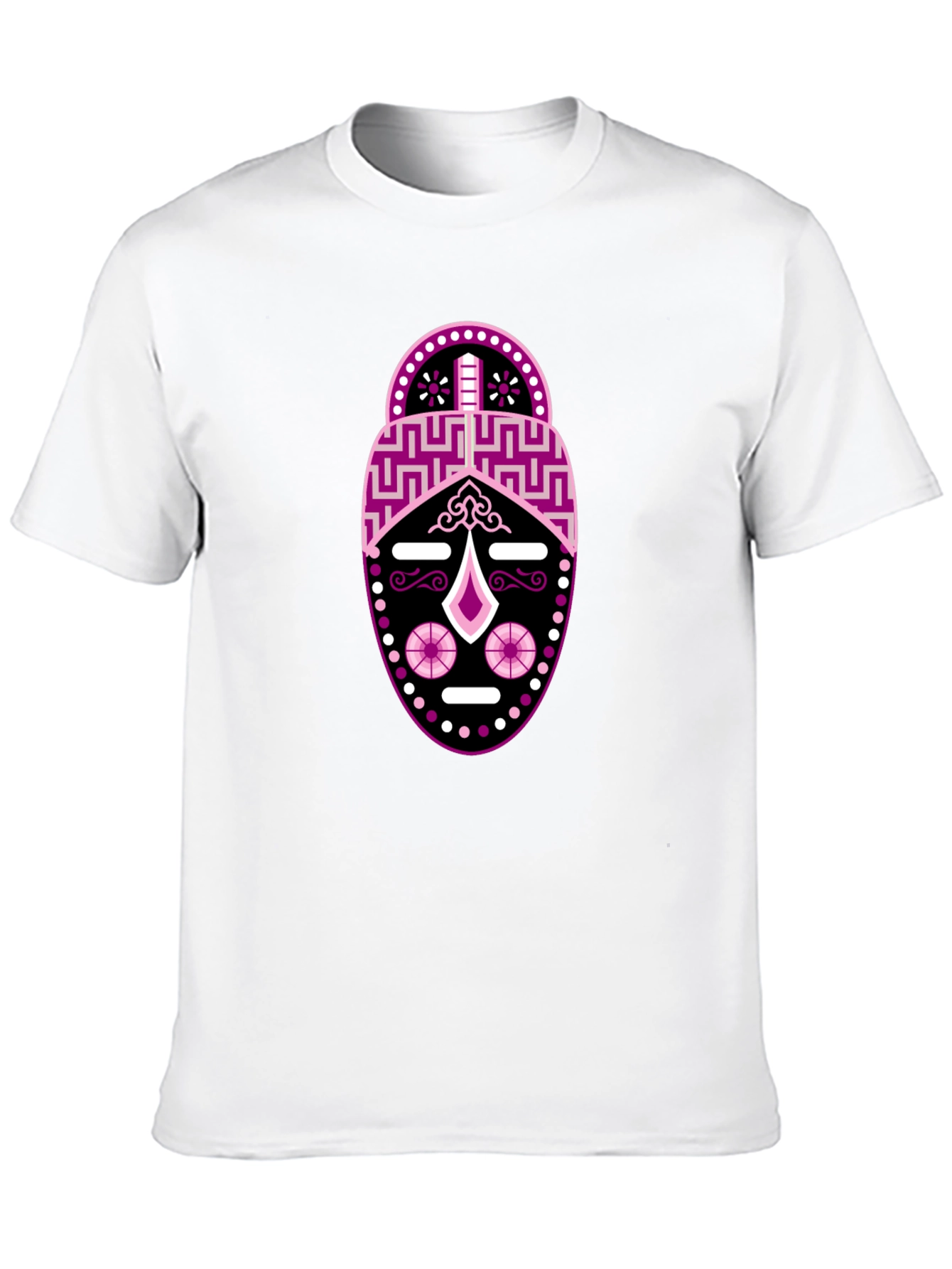 Black T-Shirt with Abstract Mask Design