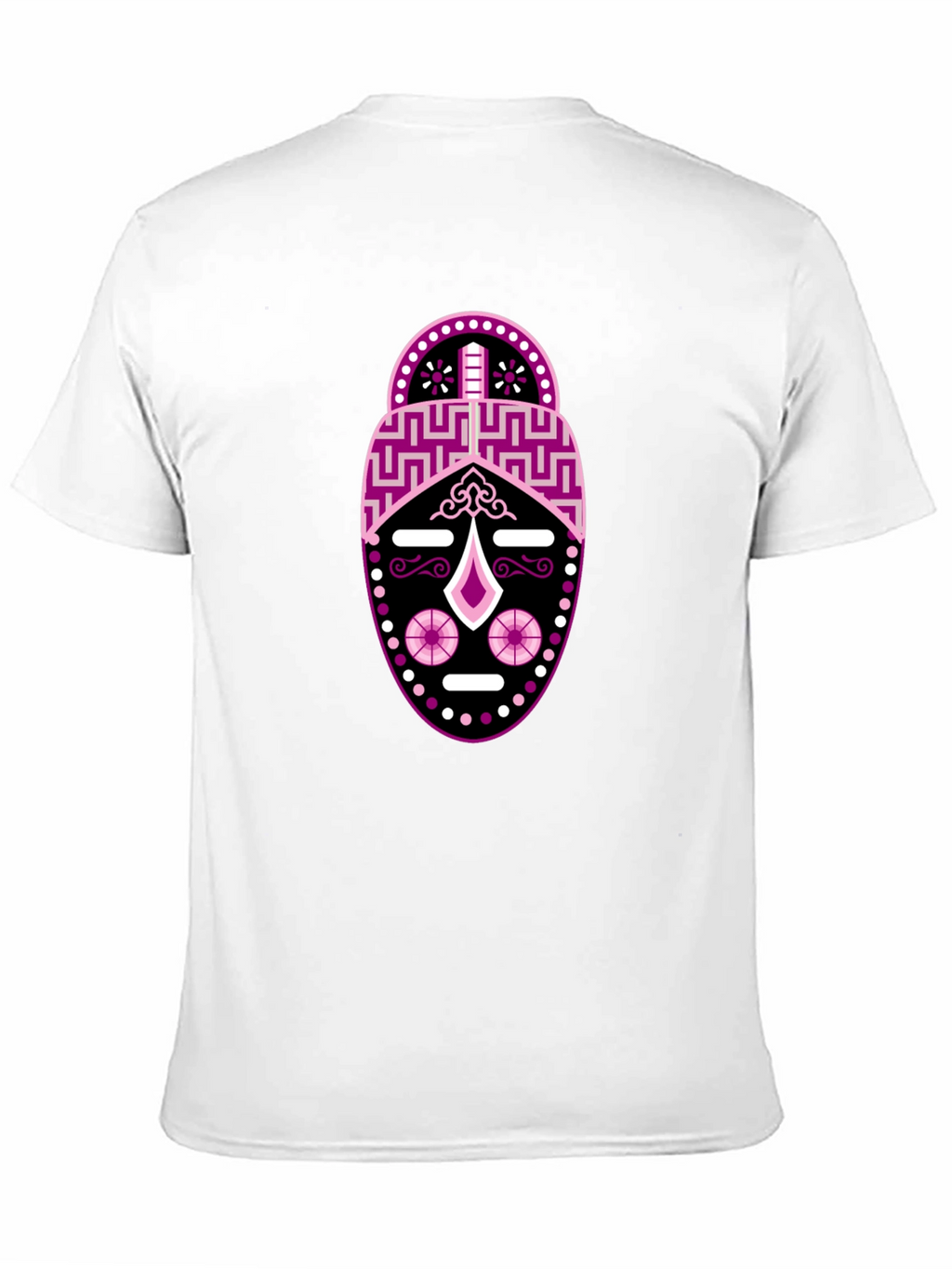 Black T-Shirt with Abstract Mask Design