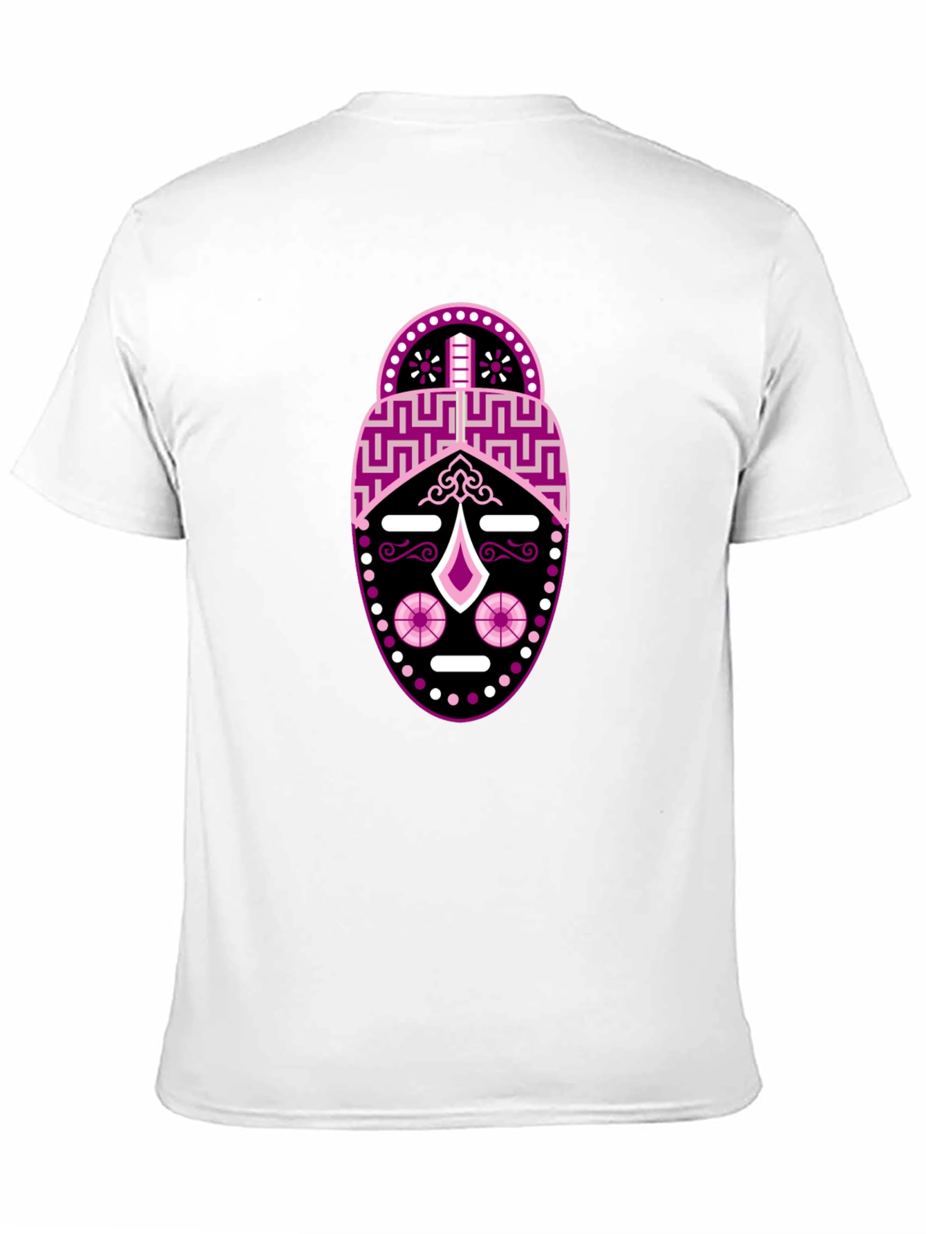 Black T-Shirt with Abstract Mask Design