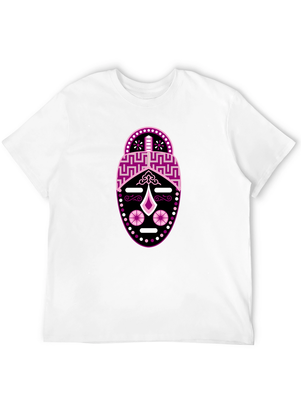 Black T-Shirt with Abstract Mask Design