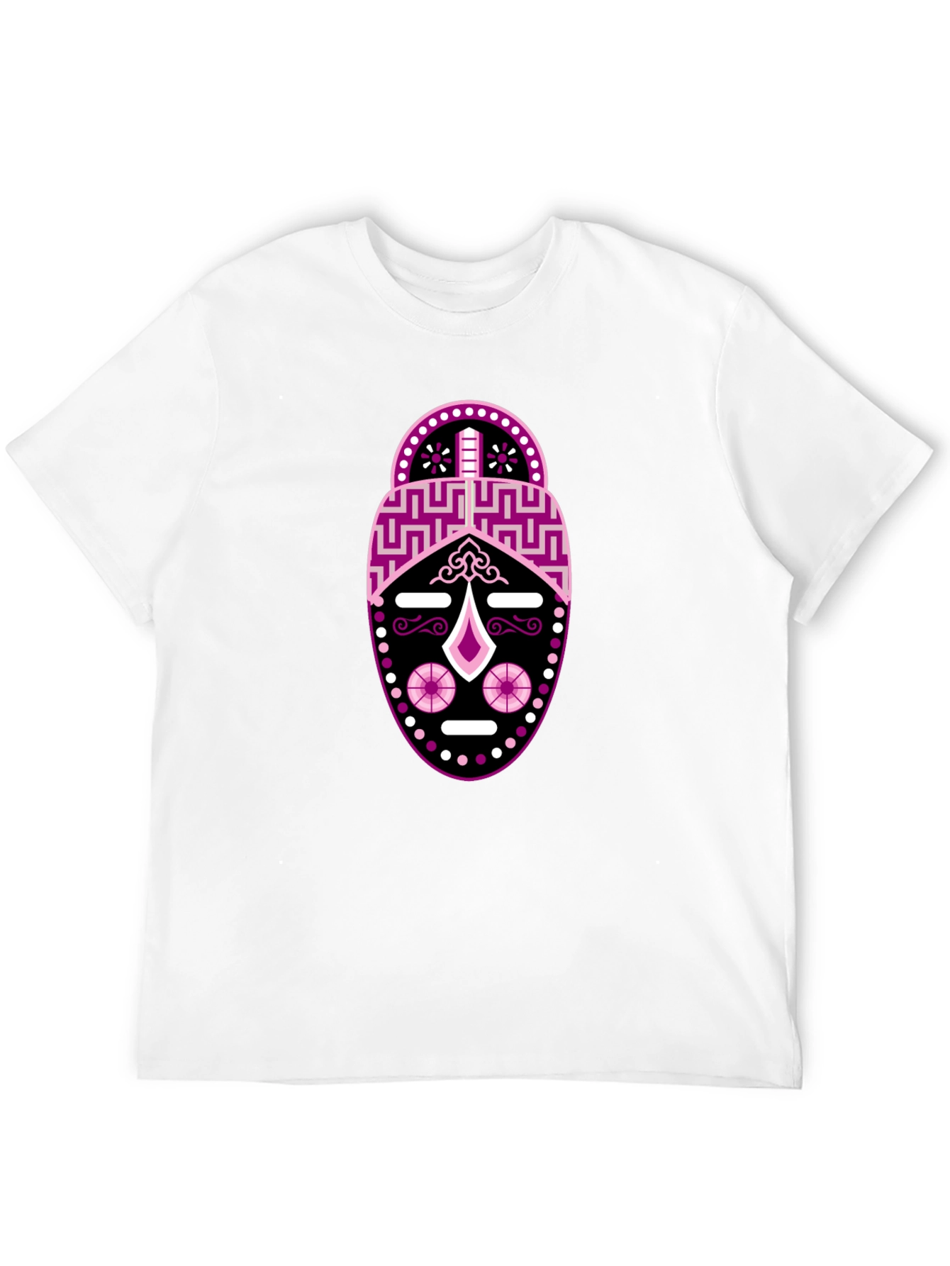 Black T-Shirt with Abstract Mask Design