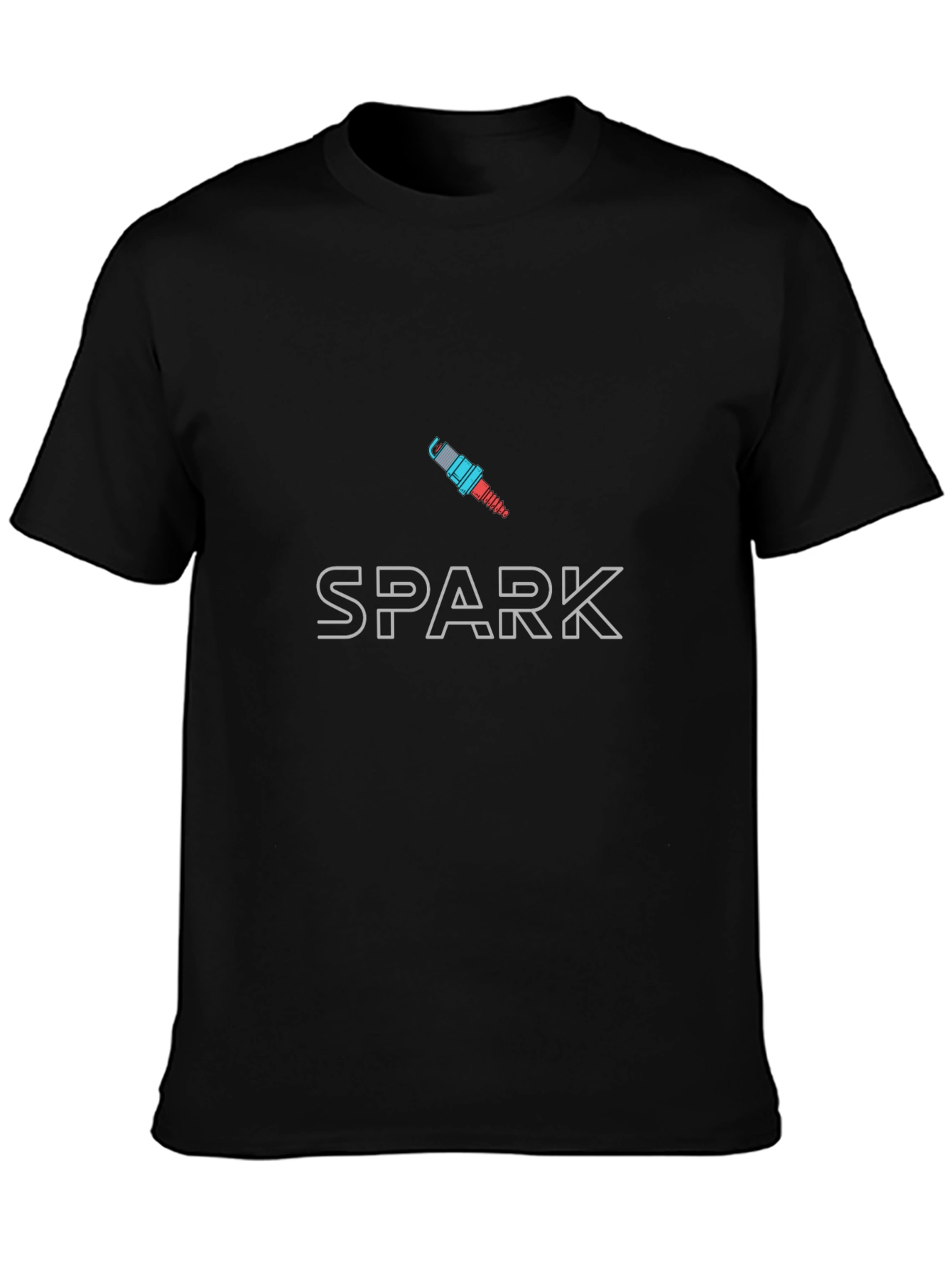 Mens Black Spark Plug Graphic T-Shirt
