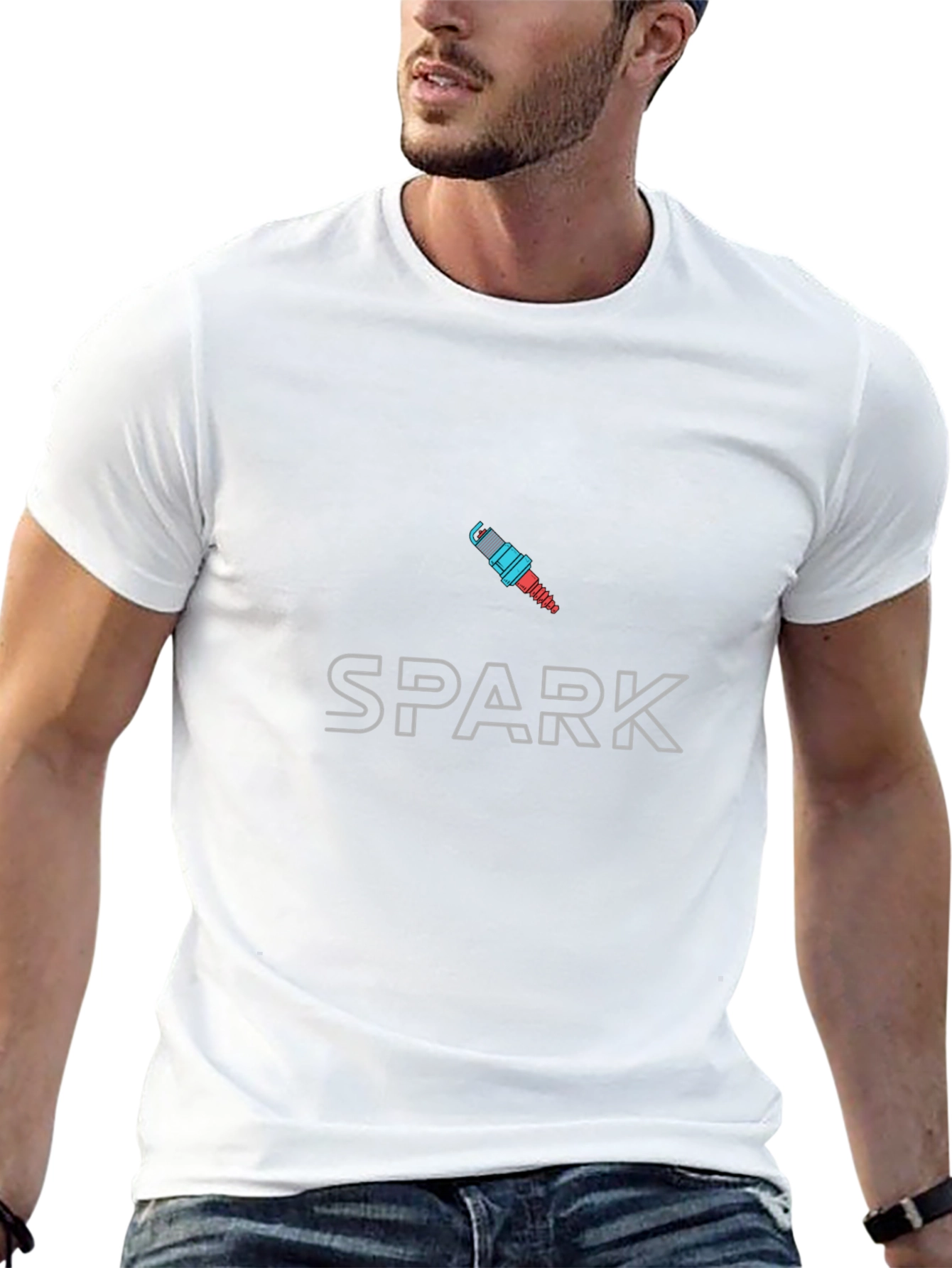 Mens Black Spark Plug Graphic T-Shirt
