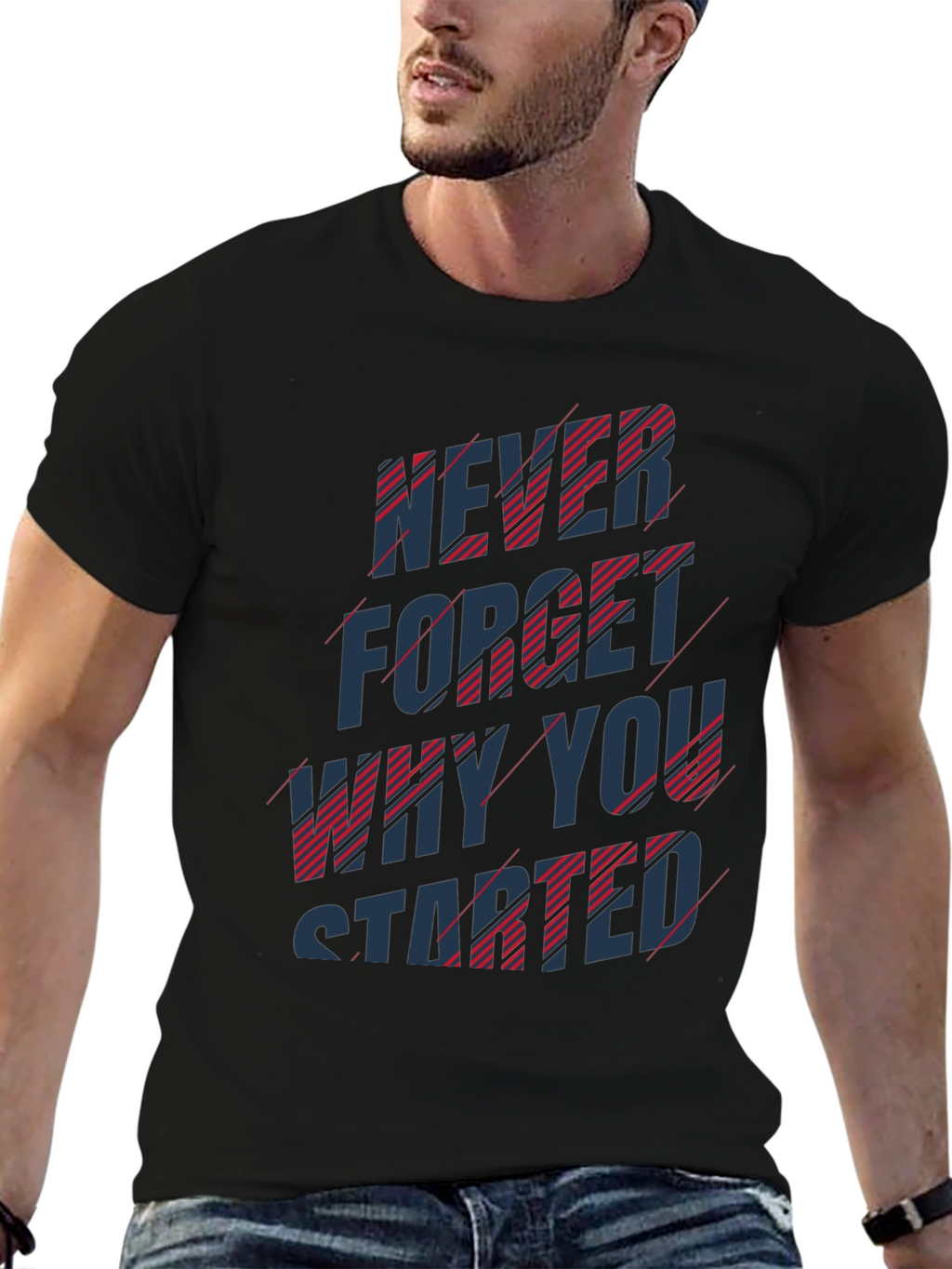 Never Forget Motivational Black T-Shirt