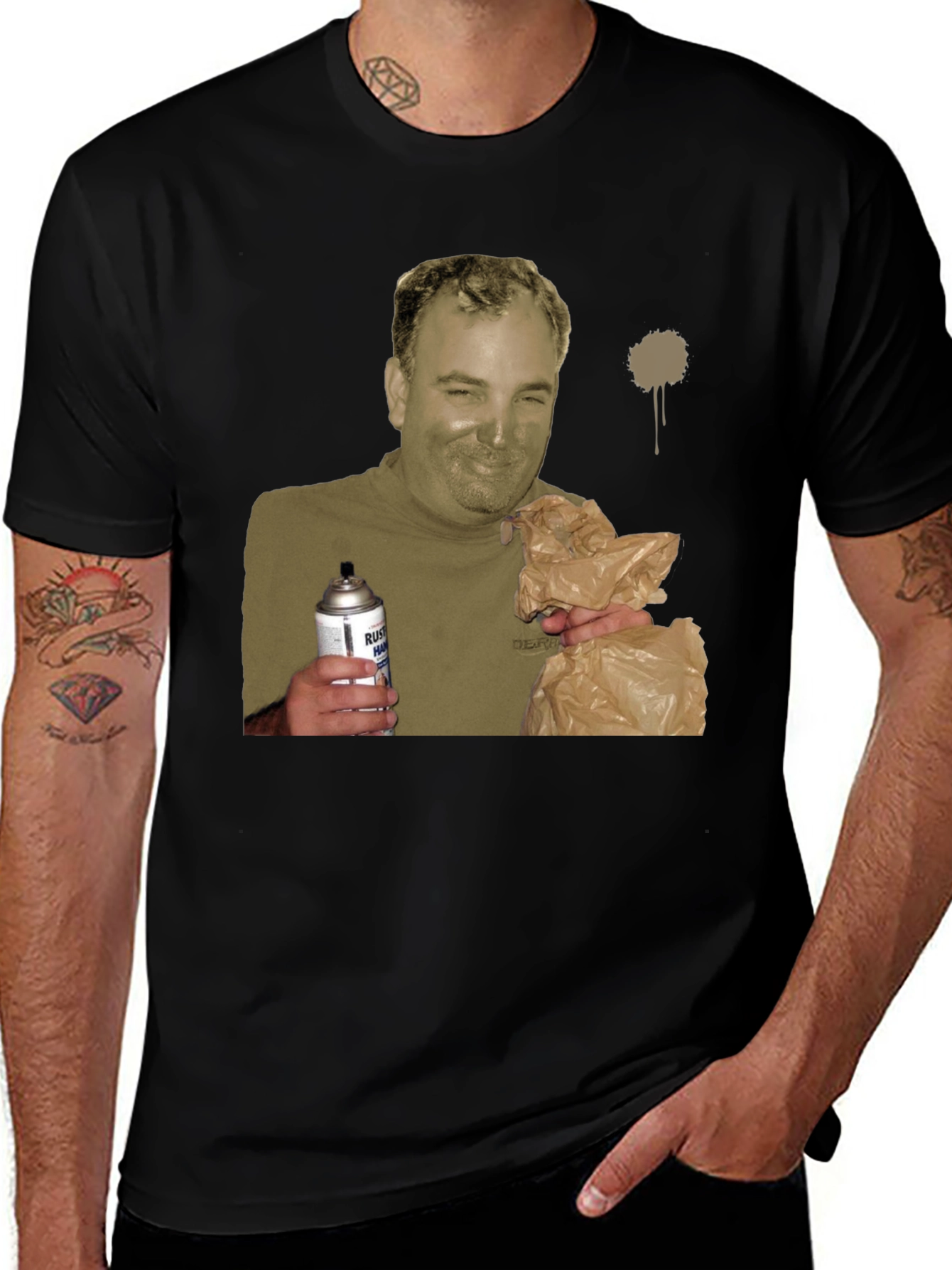 Humorous Man Holding Spray Paint Can T-Shirt