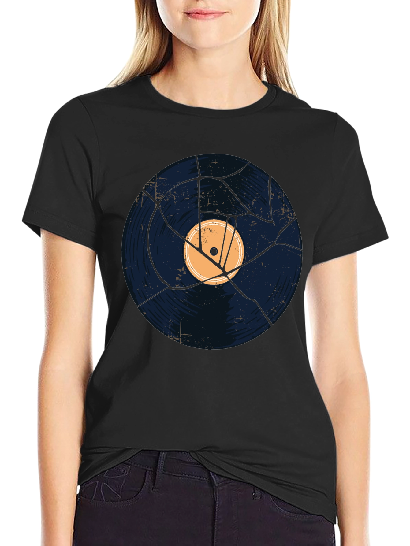 Cracked Record Graphic Tee - Vintage Style